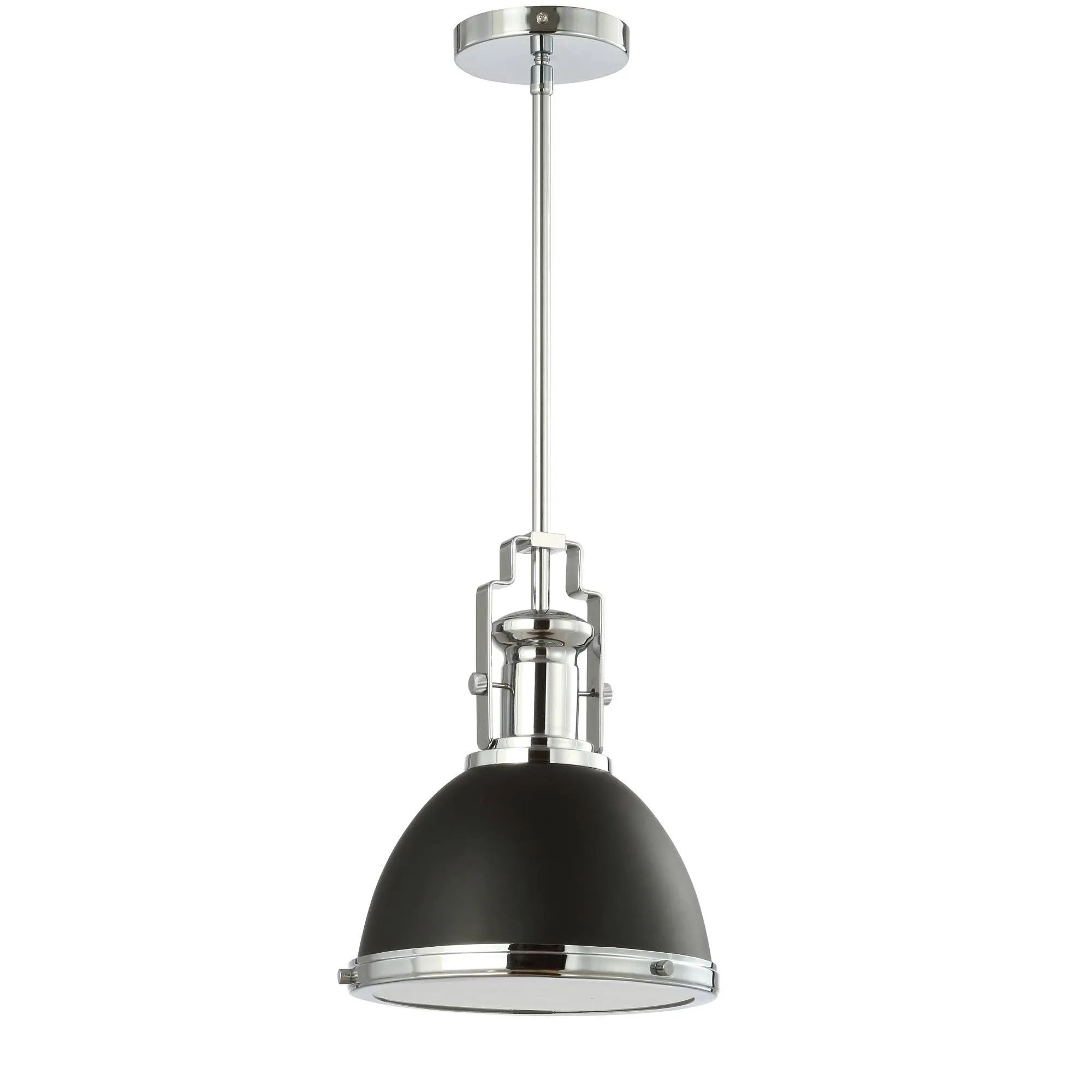 JONATHAN Y JYL9535B Homer 10" Iron/Glass Adjustable Vintage LED Kitchen Pendant for Living Room Bedroom, Bohemian Classic, Black/Chrome