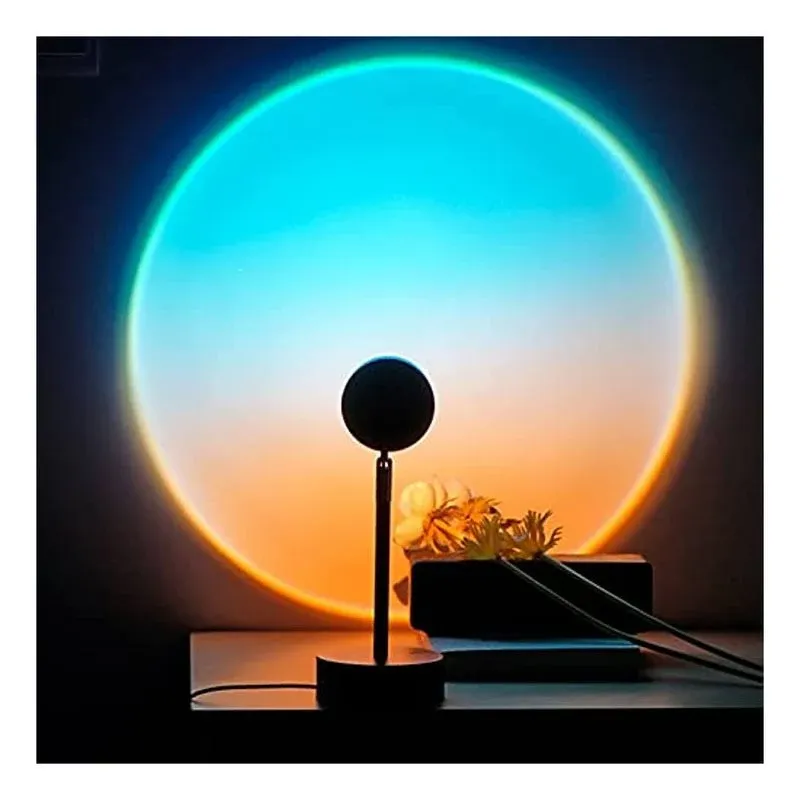 Balkwan Sunset Lamp Projection Rotation Rainbow Projection Lamp Led Romantic Visual Led Light Network Red Light with USB Modern Floor Stand Night Light Living Room Bedroom Decor (Rainbow Purple)