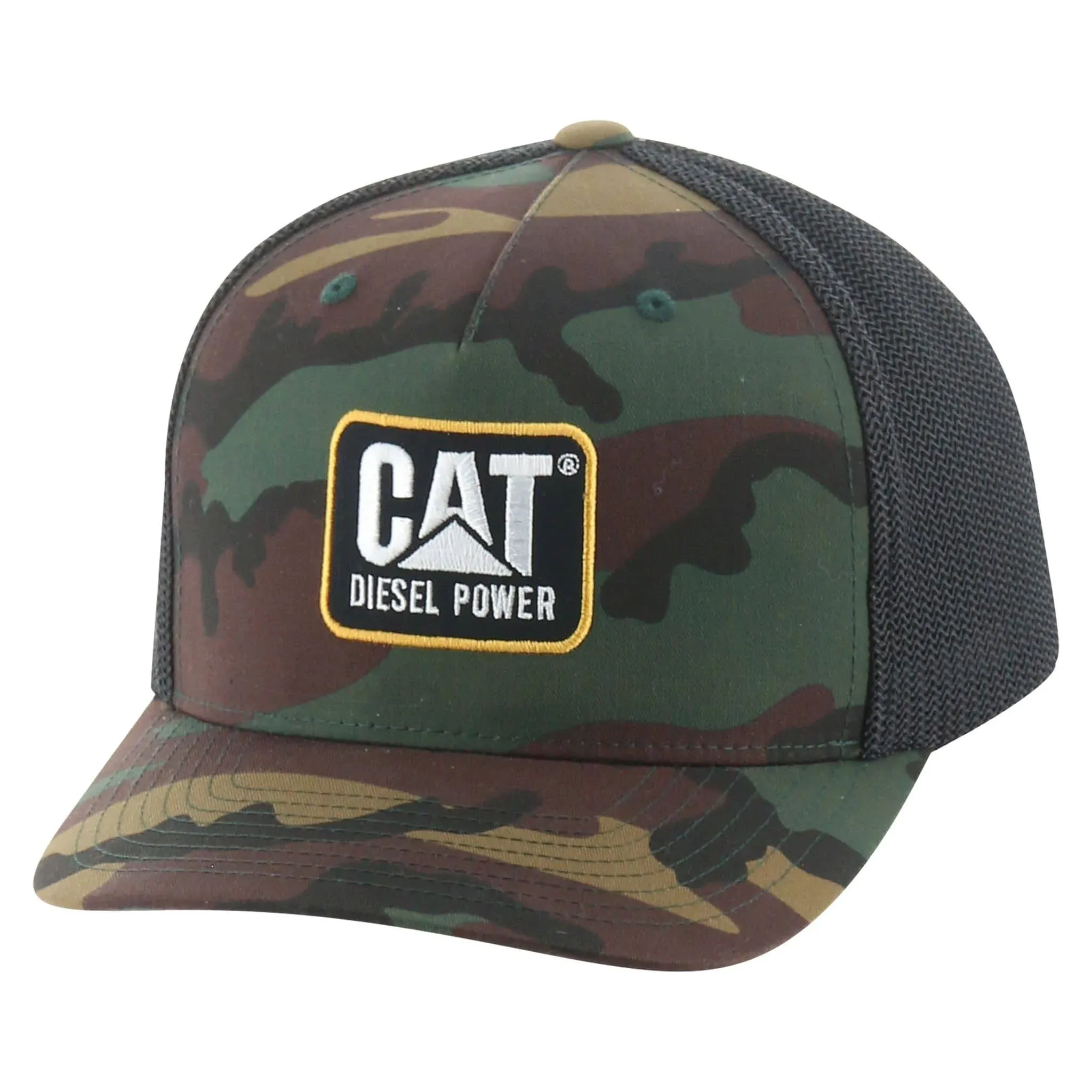 Caterpillar Men's Design Mark DIESEL Cap (OSFA Woodland Camo)