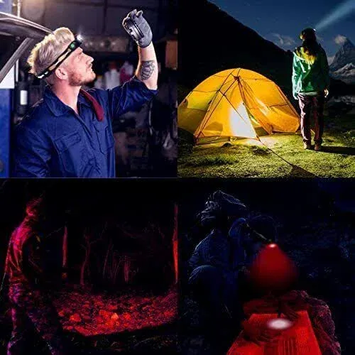 77outdoor LED Rechargeable Red Headlamp, D25LR Powerful Lightweight Head Flashlight with 90 High CRI Bright White Light and 660nm Deep Red Light, USB Charging for Camping, Hiking, Hunting