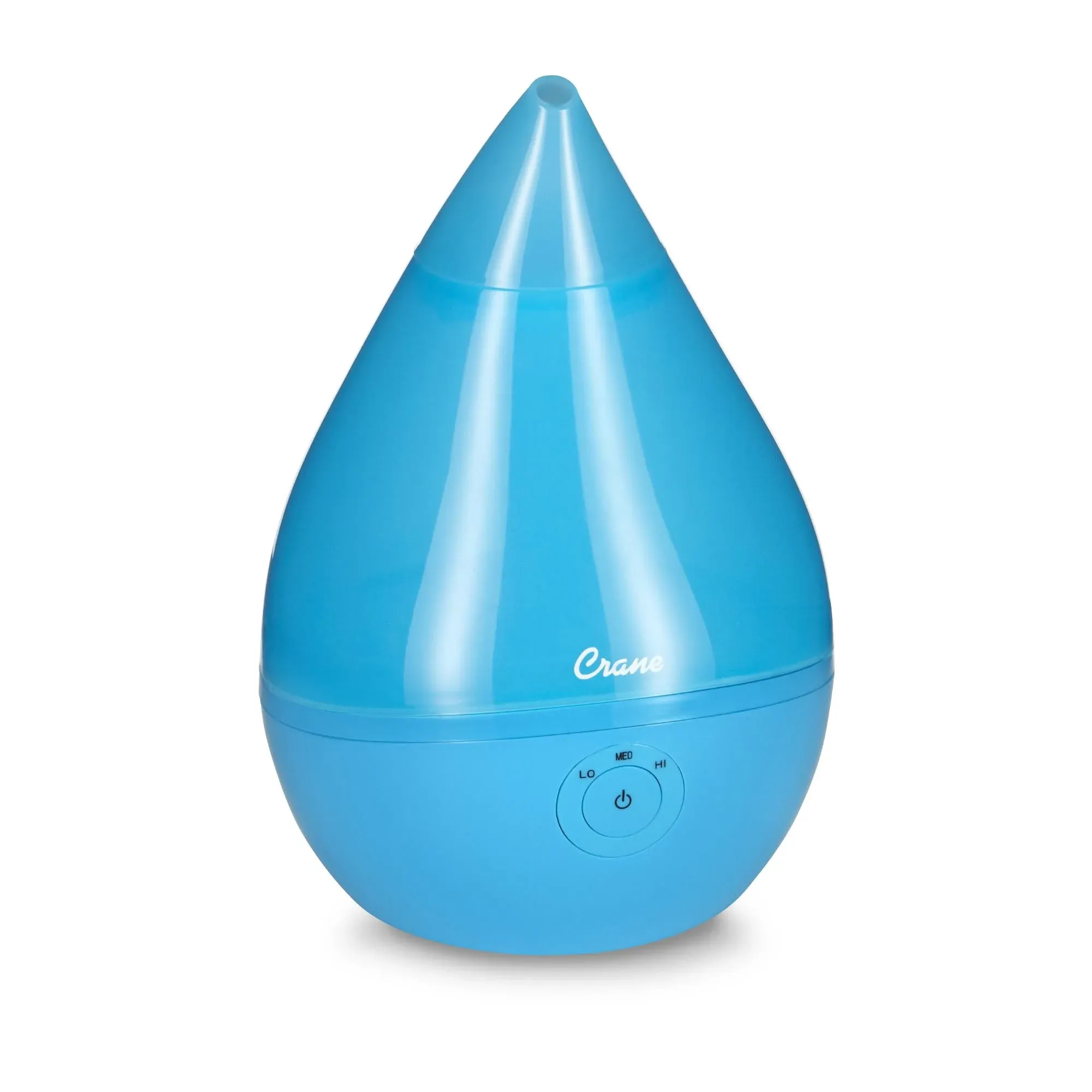 Crane Drop Ultrasonic Cool Mist Humidifier, 1 Gallon, 8-5/8""H x 8-5/8""W x 13-3/8""D, Blue/White