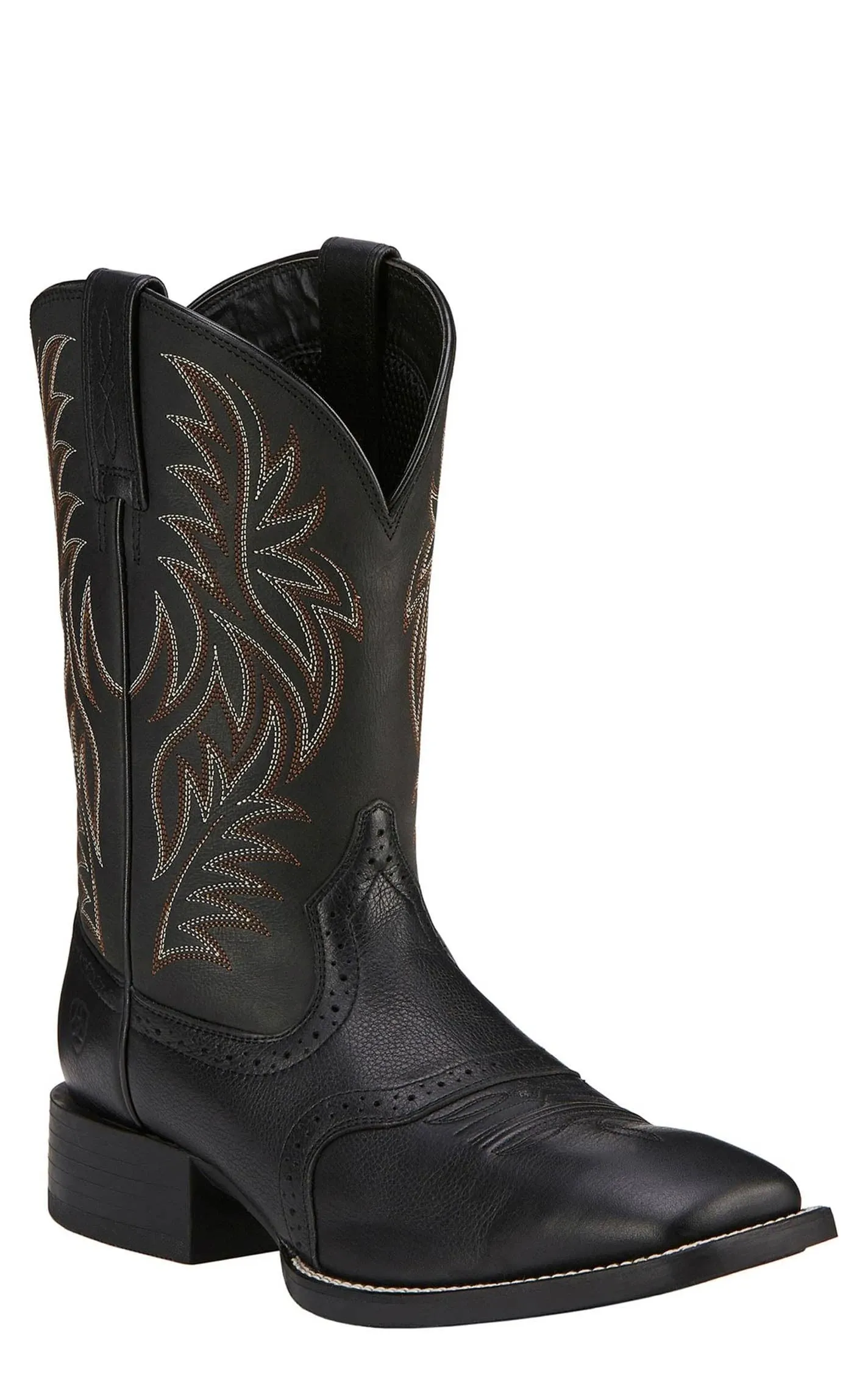 Ariat Sport Western Wide Square Toe Cowboy Boots Black Deertan/Black : 10.5 EE - Wide