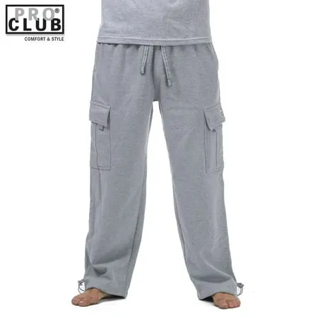 Pro Club Men's Heavyweight Fleece Cargo Sweatpants Black