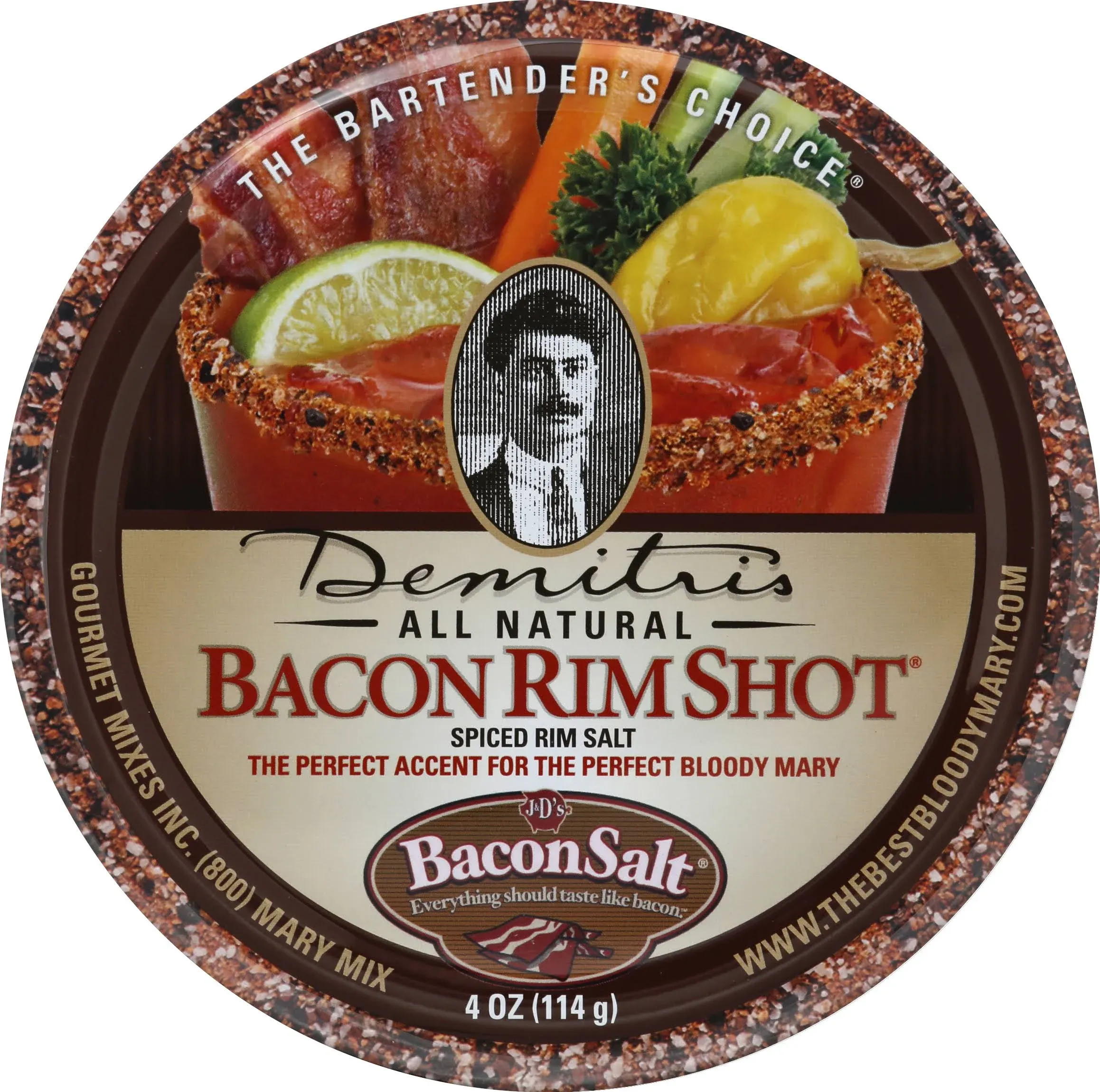 Demitri's Bacon RimShot, Spiced Rim Salt, 4 Ounce Tin