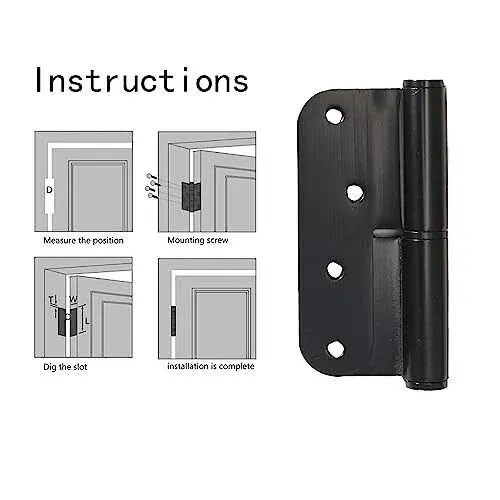 6-Pack Black Heavy Duty Lift Off Hinge, 4" X 3.5 Inch H-Shaped Door Hinges, Detachable Door Hinge 201 Stainless Steel, Thickness 2.8mm Left & Right Hinges