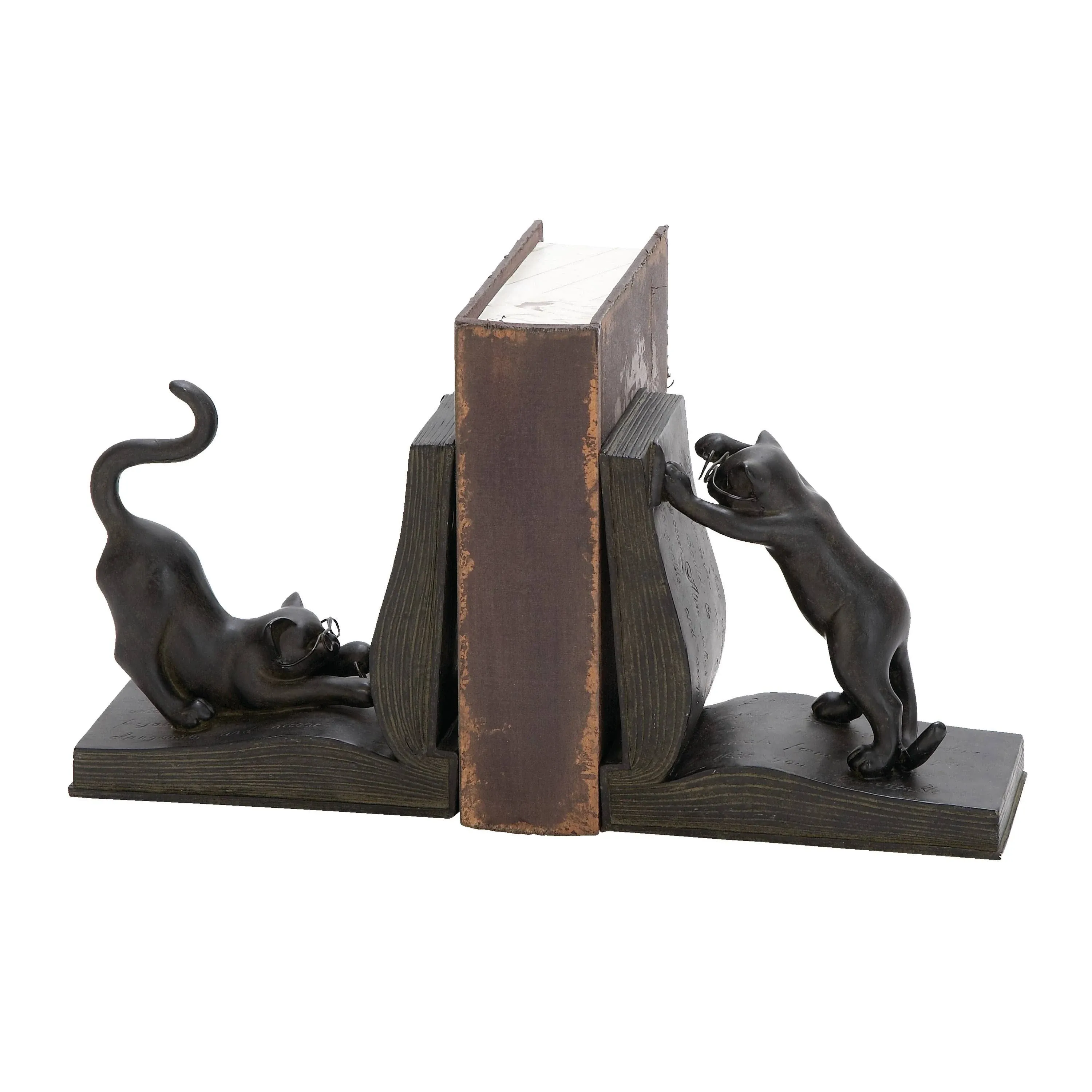 Polystone Cat Bookend Pair for Books