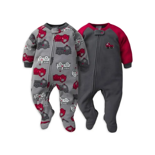 Gerber 2-Pack Baby & Toddler Neutral Hot Chocolate Fleece Pajamas