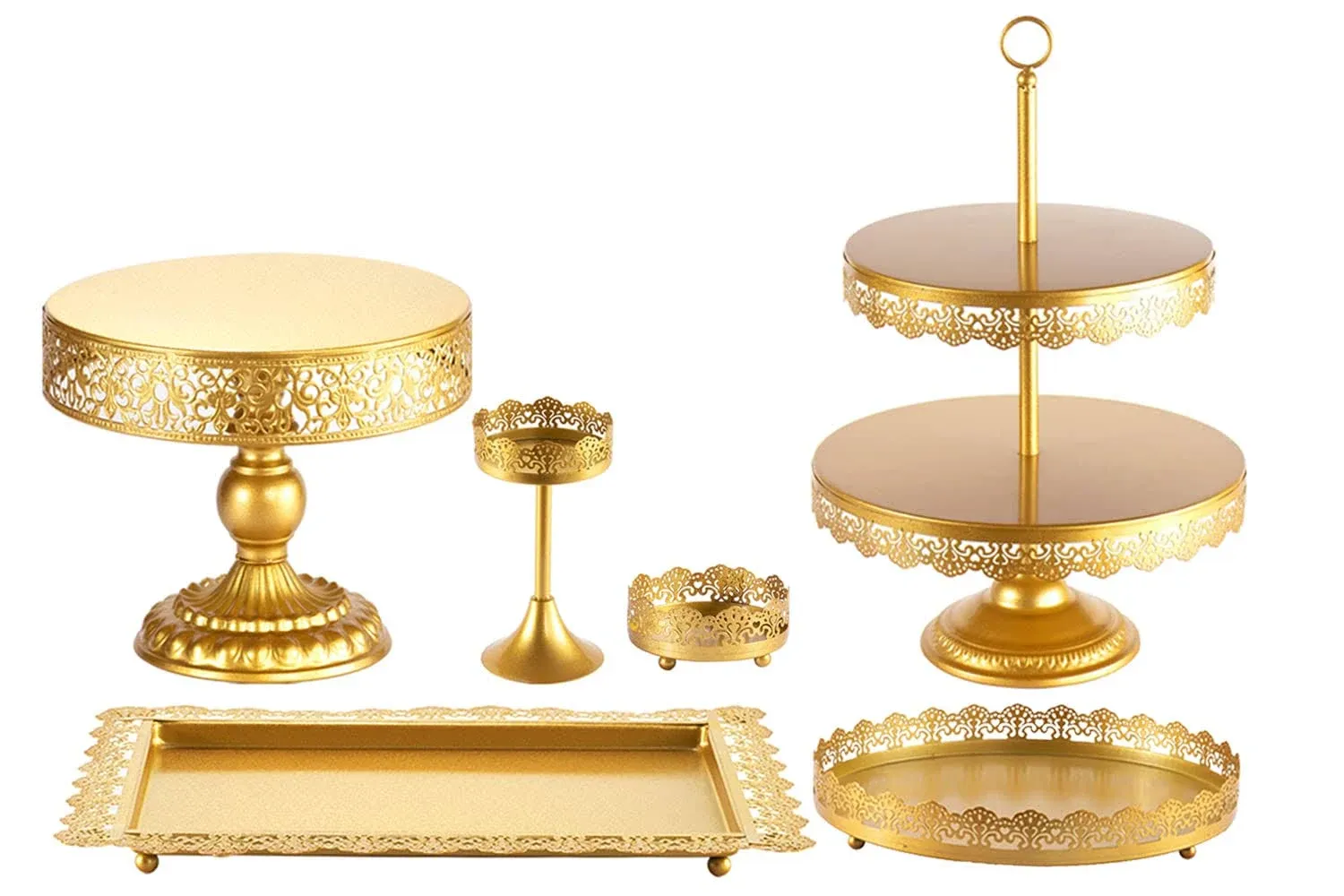 Gold Cake Stand Set-6 Pcs Gold Cupcake Stand-Gold Dessert Table Display Set Table ...