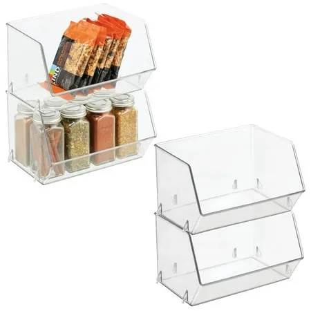 mDesign Plastic Food Storage Organizer Bin for Kitchen 8 Wide - 4 Pack - Clear