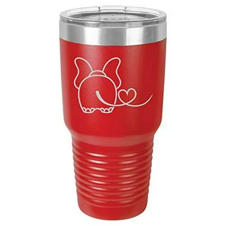 Tumbler Stainless Steel Vacuum Insulated Travel Mug Elephant In Love (Red 30 oz)