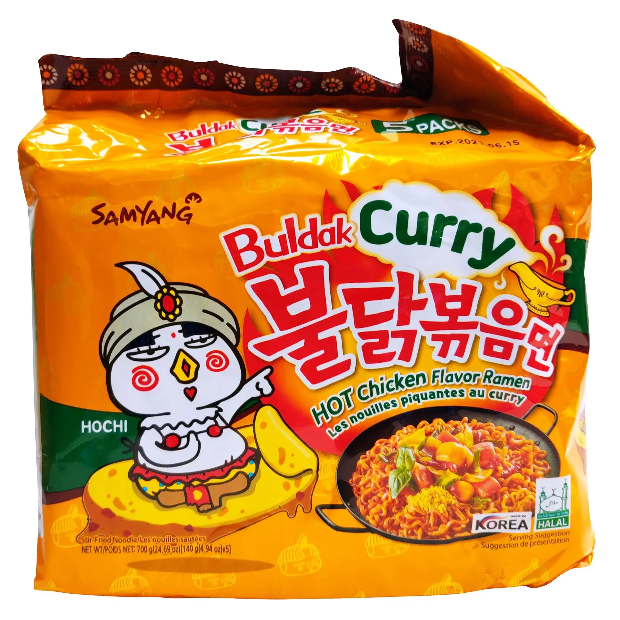 Samyang Buldak Spicy Ramen, Hot Chicken Ramen, Korean Stir-Fried Instant Noodle, Cheese, 1 Bag with 5 Pack