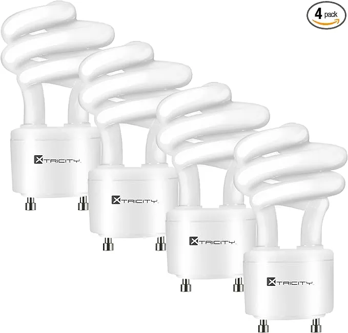 Xtricity Compact Fluorescent GU24 2 Prong Light Bulb Base, T2 Mini Spiral, 13W (60 Watt Equivalent), 2700k Soft White, 900 Lumens, CFL, 120V, UL Listed (2 Pack)