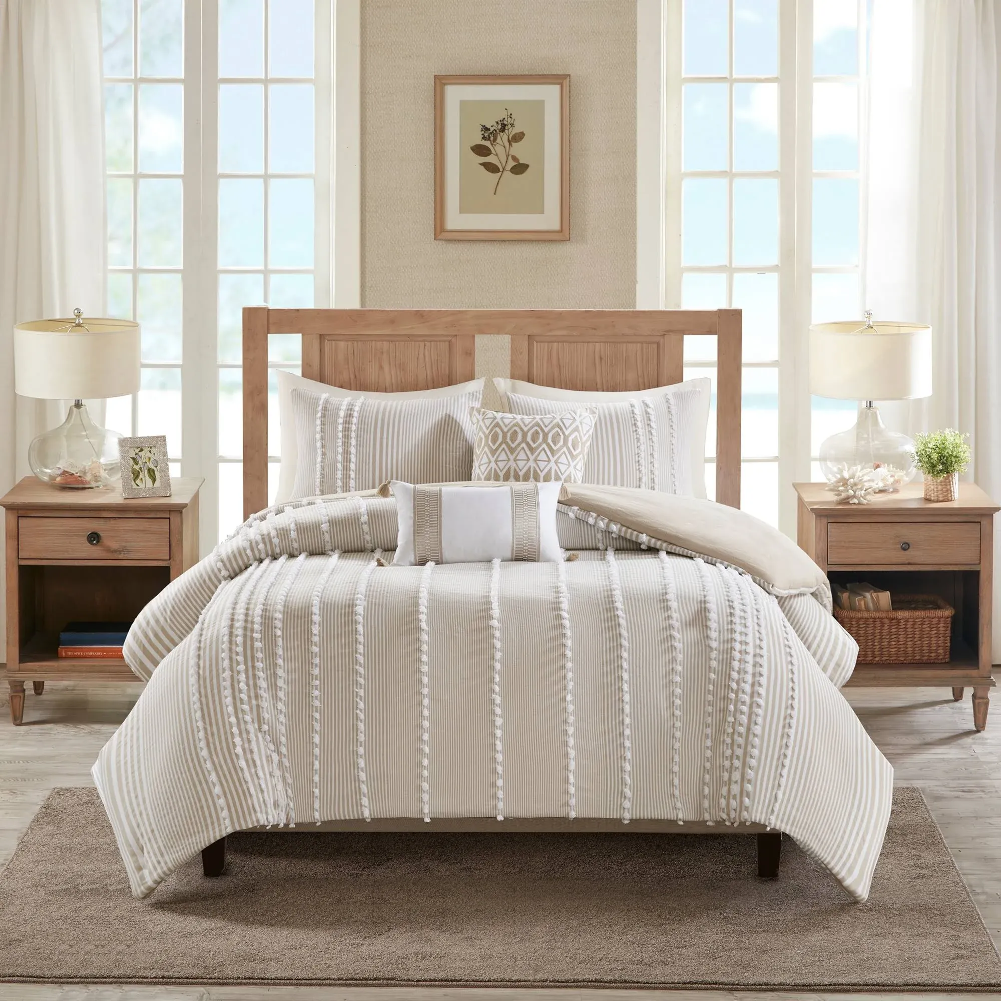 Harbor House - Anslee 3 Piece Cotton Yarn Dyed Duvet Cover Set - Full/Queen - Taupe