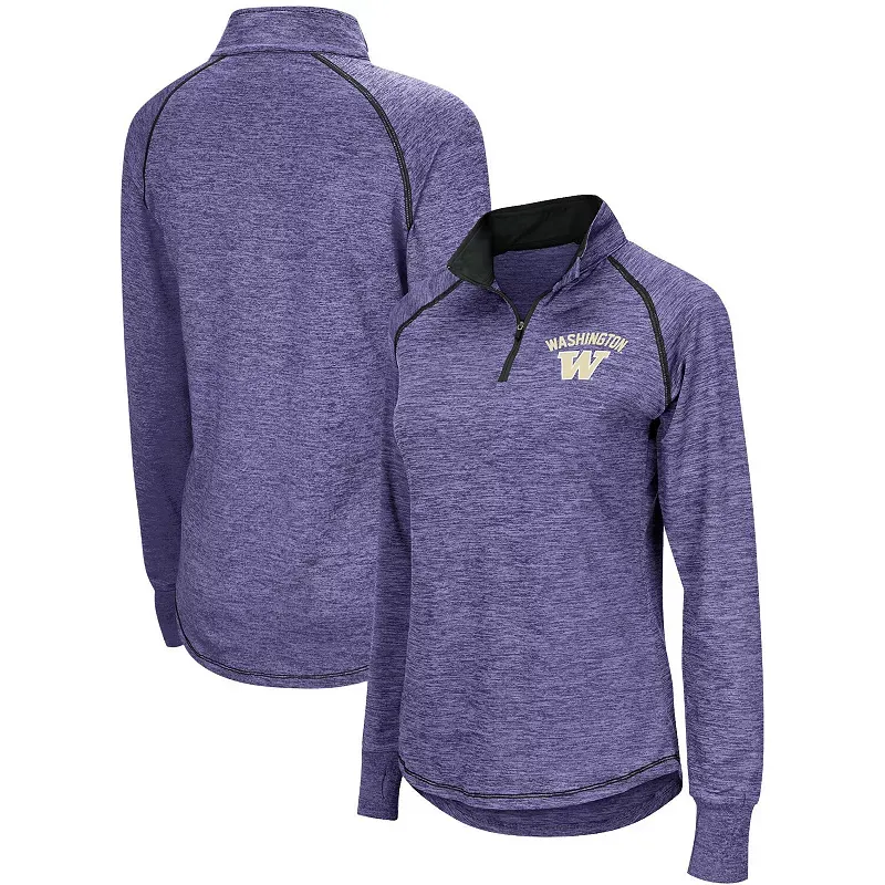 Women's Colosseum Purple Washington Huskies Bikram Lightweight Fitted Quarter-Zip Long Sleeve Top