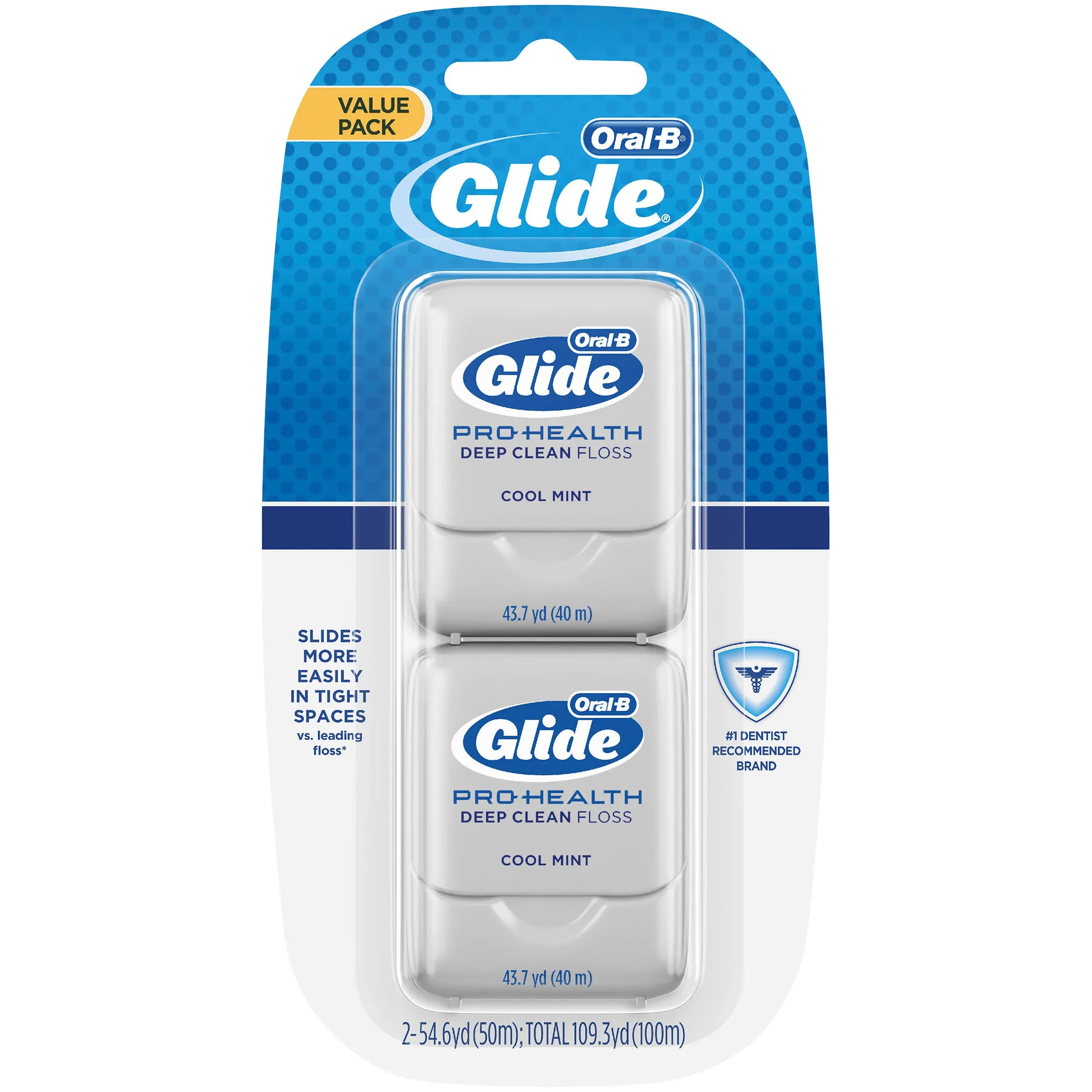 Oral-B Glide Pro-Health Deep Clean Dental Floss, Cool Mint, 40 m, Pack of 2