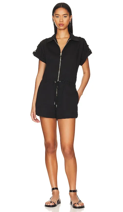 PISTOLA Meg Romper in Black. Size L, XL.