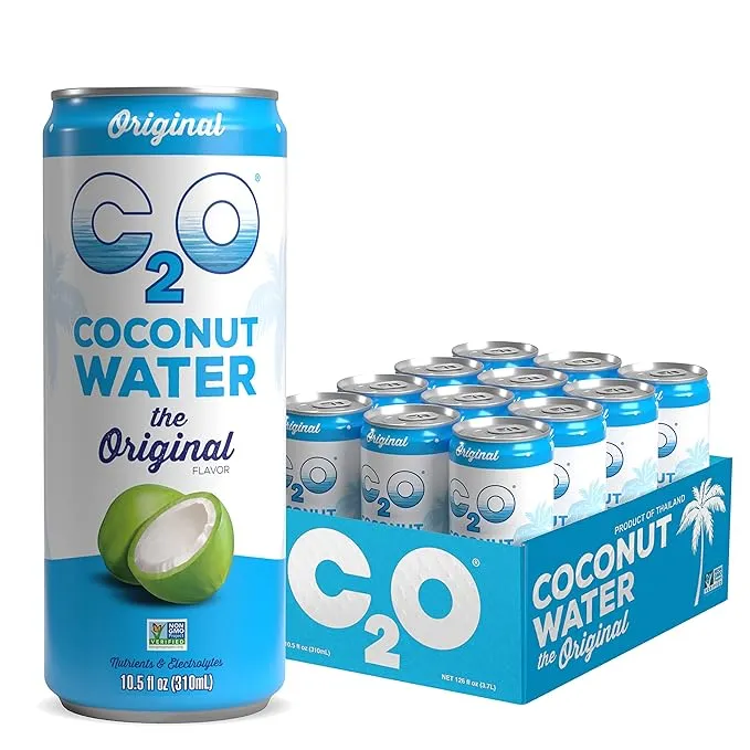 C2O Original Coconut Water, 10.5 fl oz (12 Pack Sleek can)