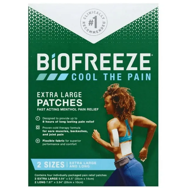 Biofreeze Pain Relief, Fast Acting Menthol, Large Patches, Cool The Pain - 5 patches