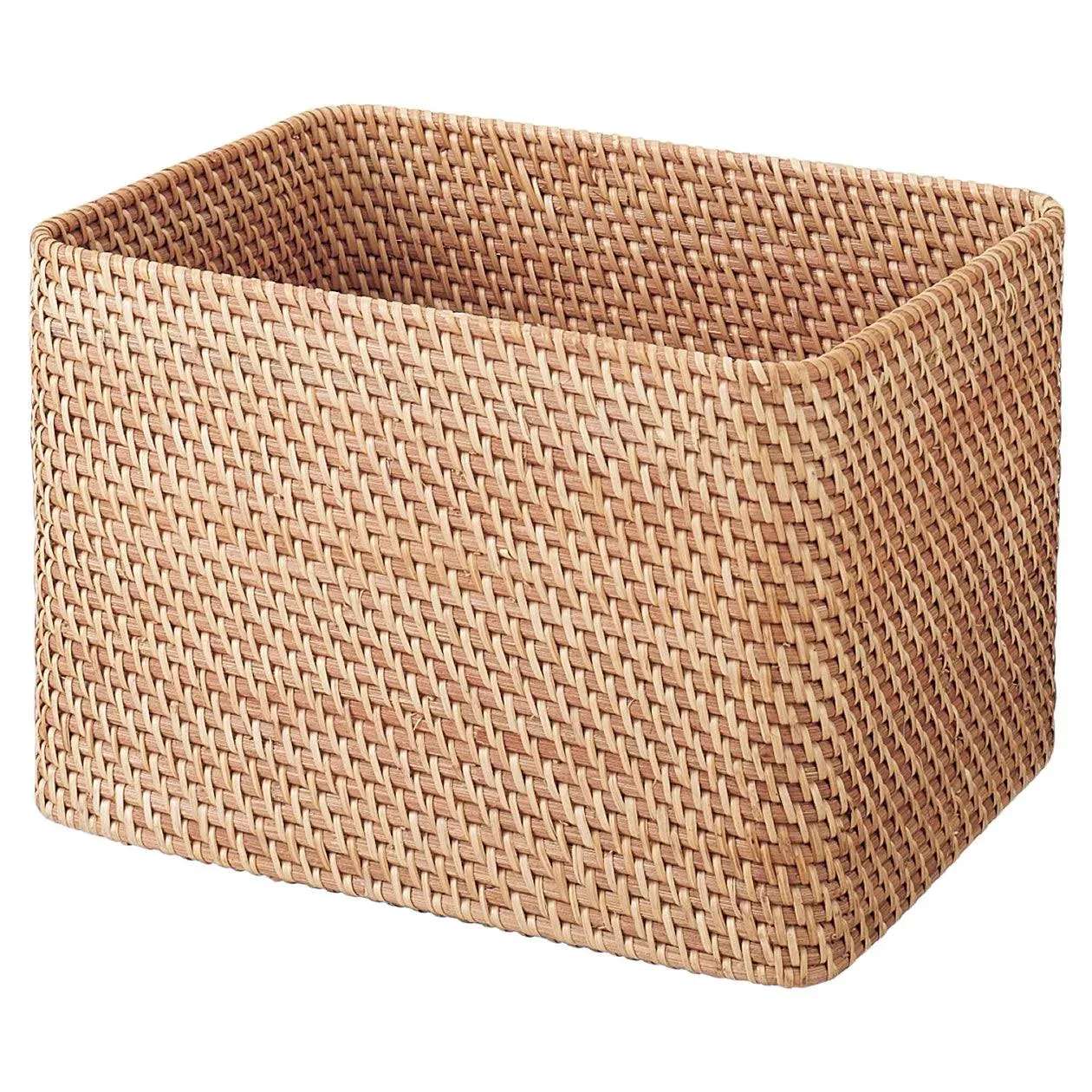 MUJI 47381313 Overlapping Rattan Rectangular Basket, Large, (V), Approx. Width 14.2 x Depth 10.2 x Height 9.4 inches (36 x 26 x 24