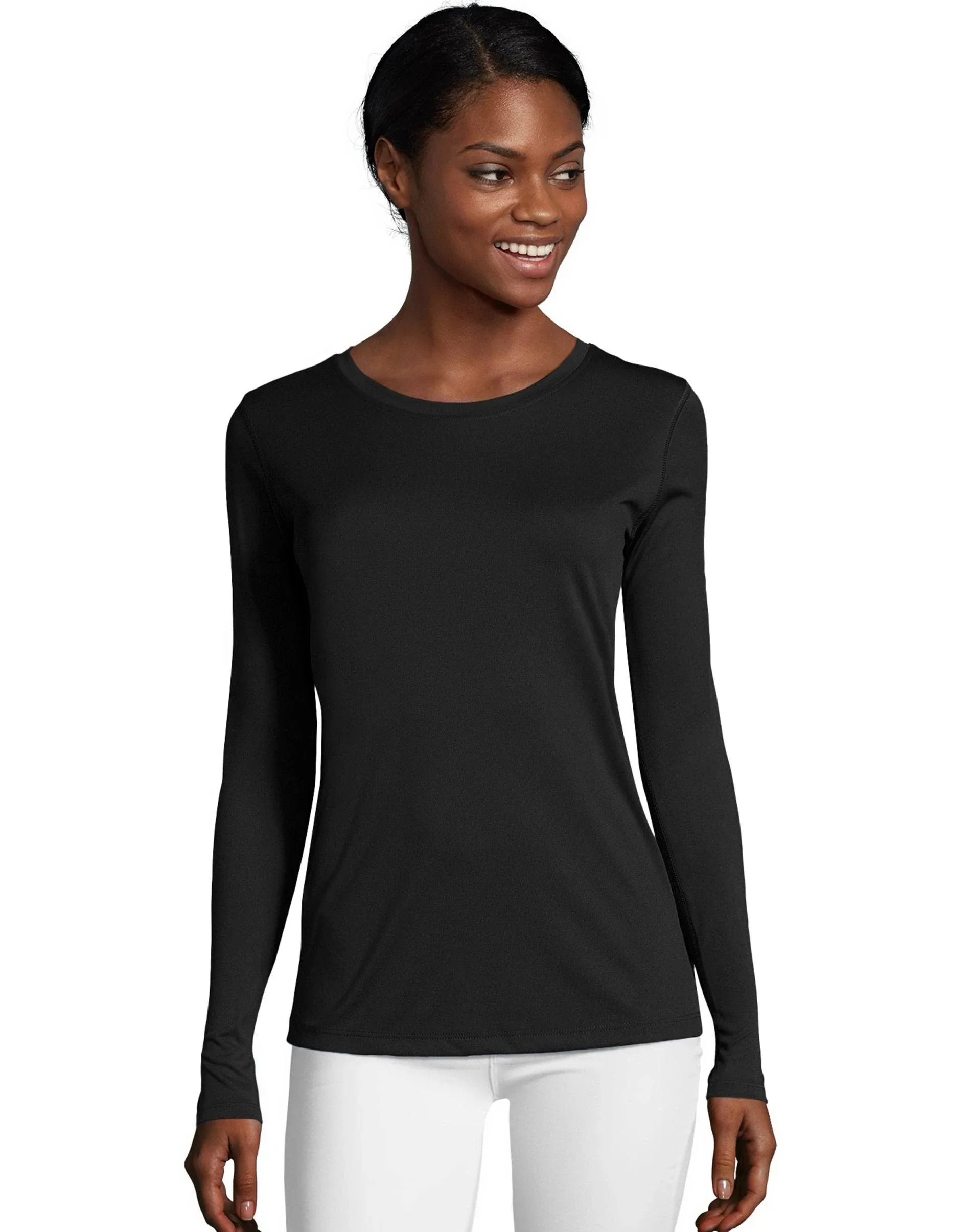 Hanes Women's Sport Cool Dri Long Sleeve Crewneck T-Shirt, Moisture-Wicking Performance Tee