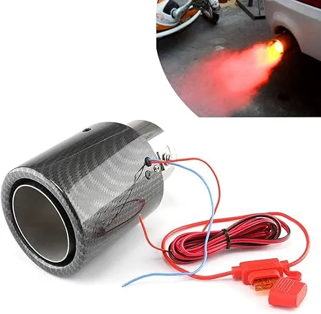 Top10 Racing Red Flame Led Exhaust Muffler Tip Carbon Fiber Racing Automobile Car Tail Pipe Light 2.5 Inch Inlet 4 Inch Outlet - Rolled Style