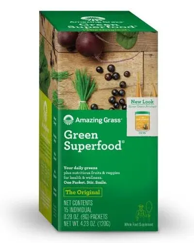 Amazing Grass Green Superfood Drink Powder - 15 packets, 8 g each