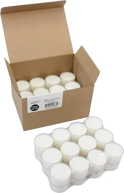 Stonebriar 6-7 Hour Long Burning Unscented Clear Cup Tea Light Candles, 96 Pack, White