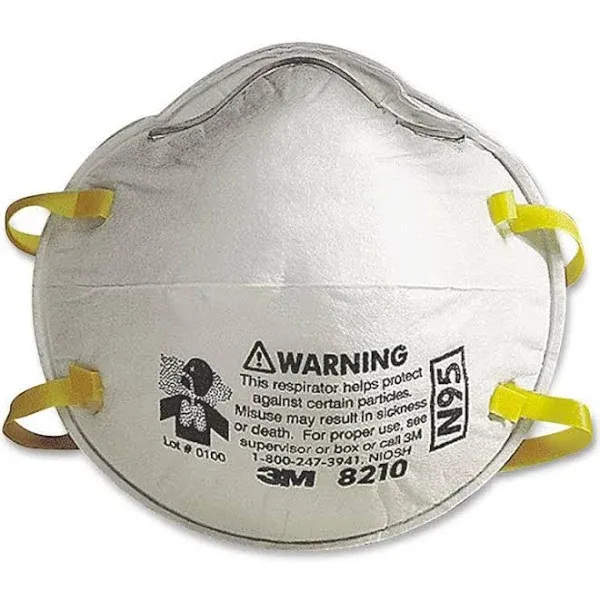 3M 8210PLUS N95 Particulate Respirator - Standard Size - Dust, Particulate Protection - Foam - 20 / Box - White