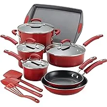 Rachael Ray Brights Nonstick Cookware Pots and Pans Set, 10 Piece, Marine Blue