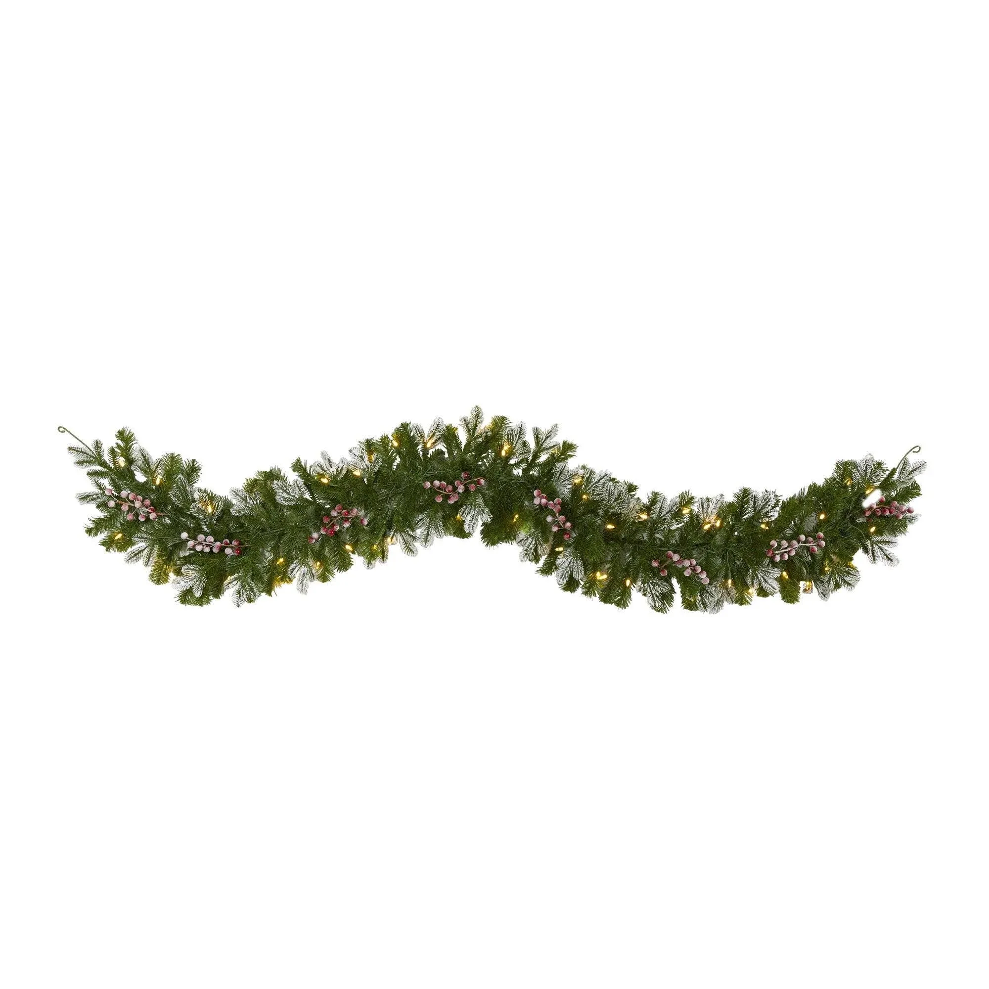 6ft. LED Snow Tipped Berries & Pine Christmas Garland