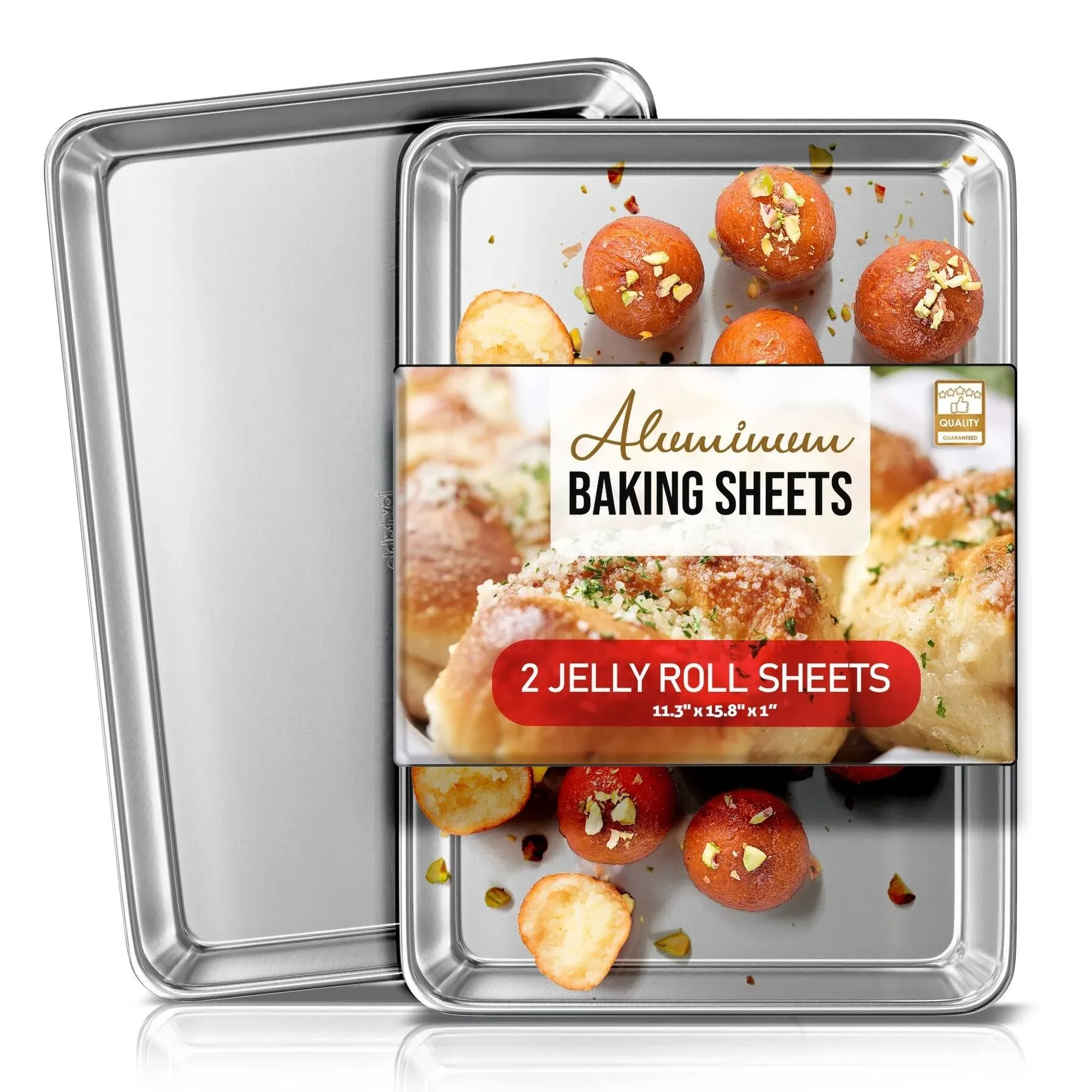 Eatex Aluminum Baking Sheet Set, 2 Pack Cookie Sheet Set, 10" x 15" Jelly Roll Baking Pan Set, Cookie Sheets for Baking Nonstick, Quality Baking Pans Set, Steel Baking Sheets for Oven, Jelly Roll Pan