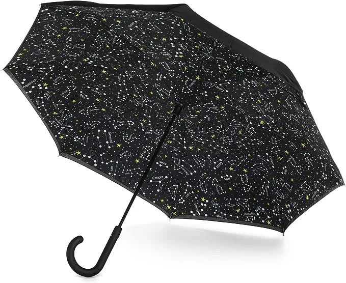 Totes Inbrella Reverse Close Umbrella - Zodiac Black