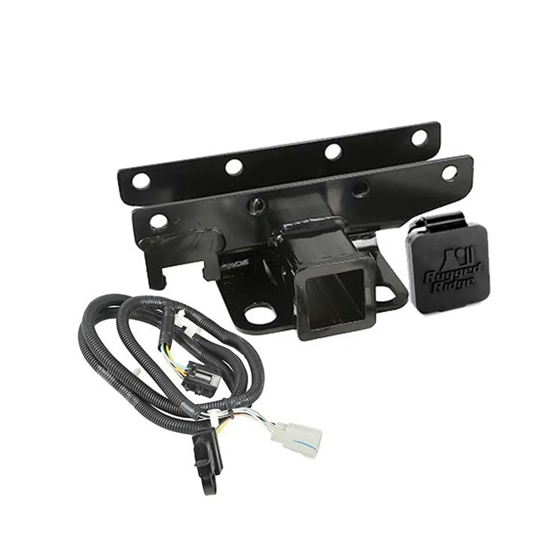 Rugged Ridge Receiver Hitch &amp; Wiring Kit RR Logo 07-18 Jeep Wrangler JK