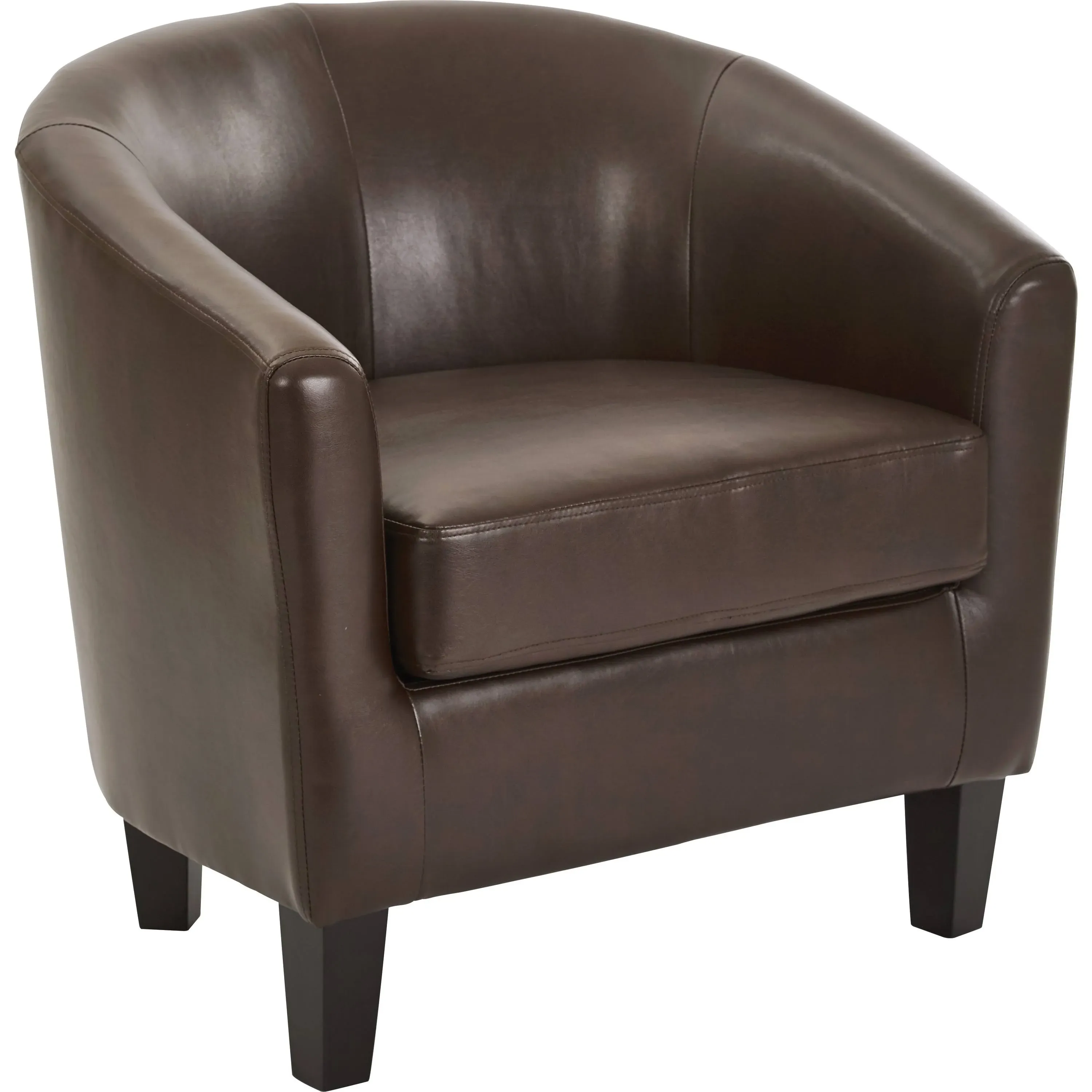 OSP Home Furnishings Ethan Tub Accent Chair with Dark Espresso Wood Legs, Cocoa Faux Leather