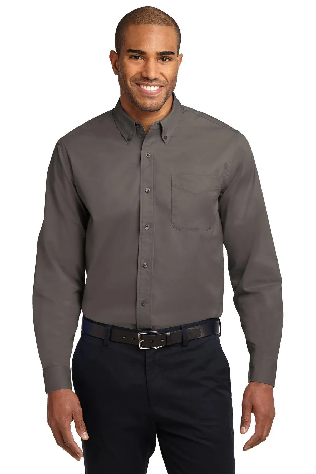 Port Authority - Long Sleeve Easy Care Shirt. - Black/Light Stone - L