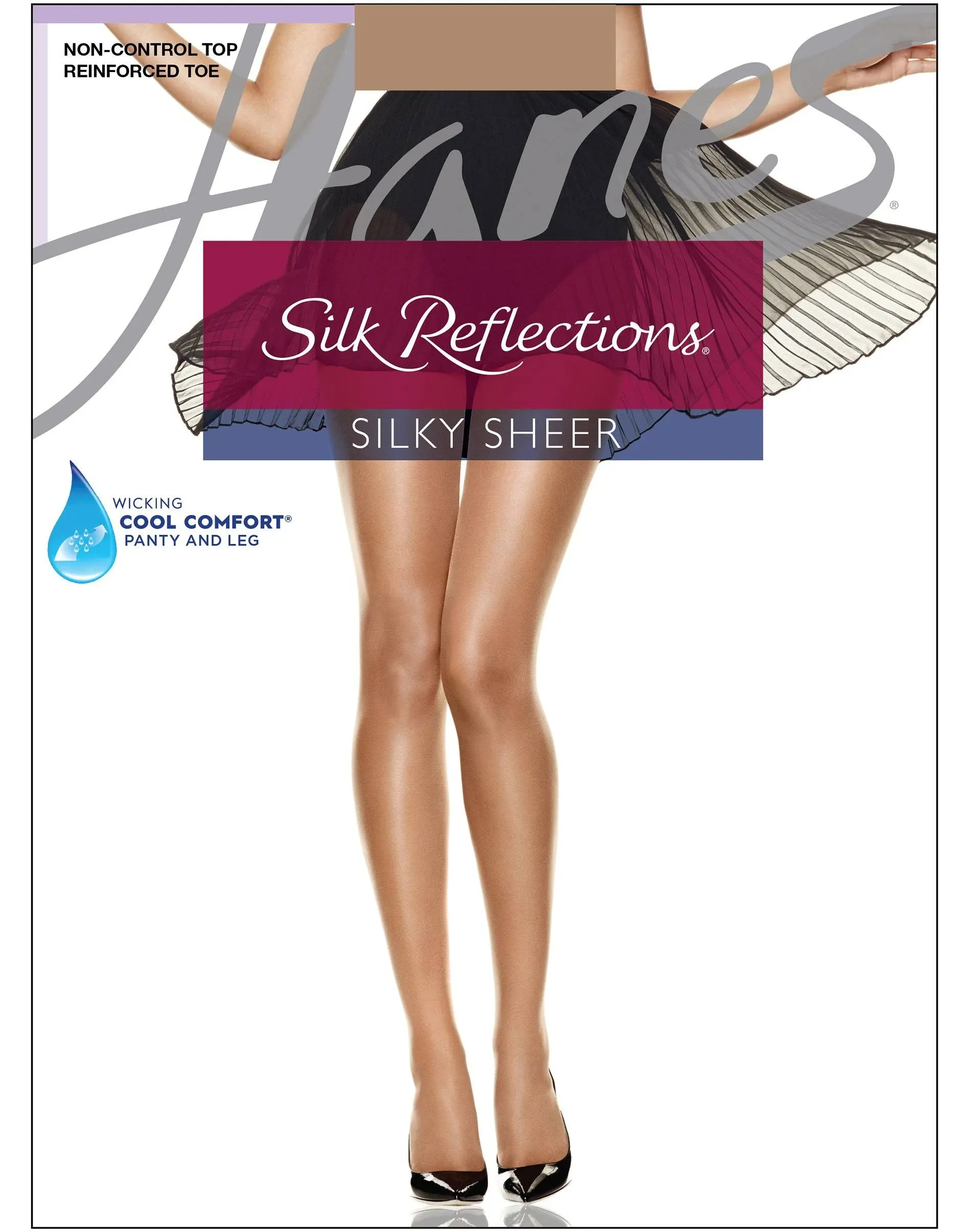 Hanes Silk Reflections Reinforced Toe Pantyhose - Barely There - AB