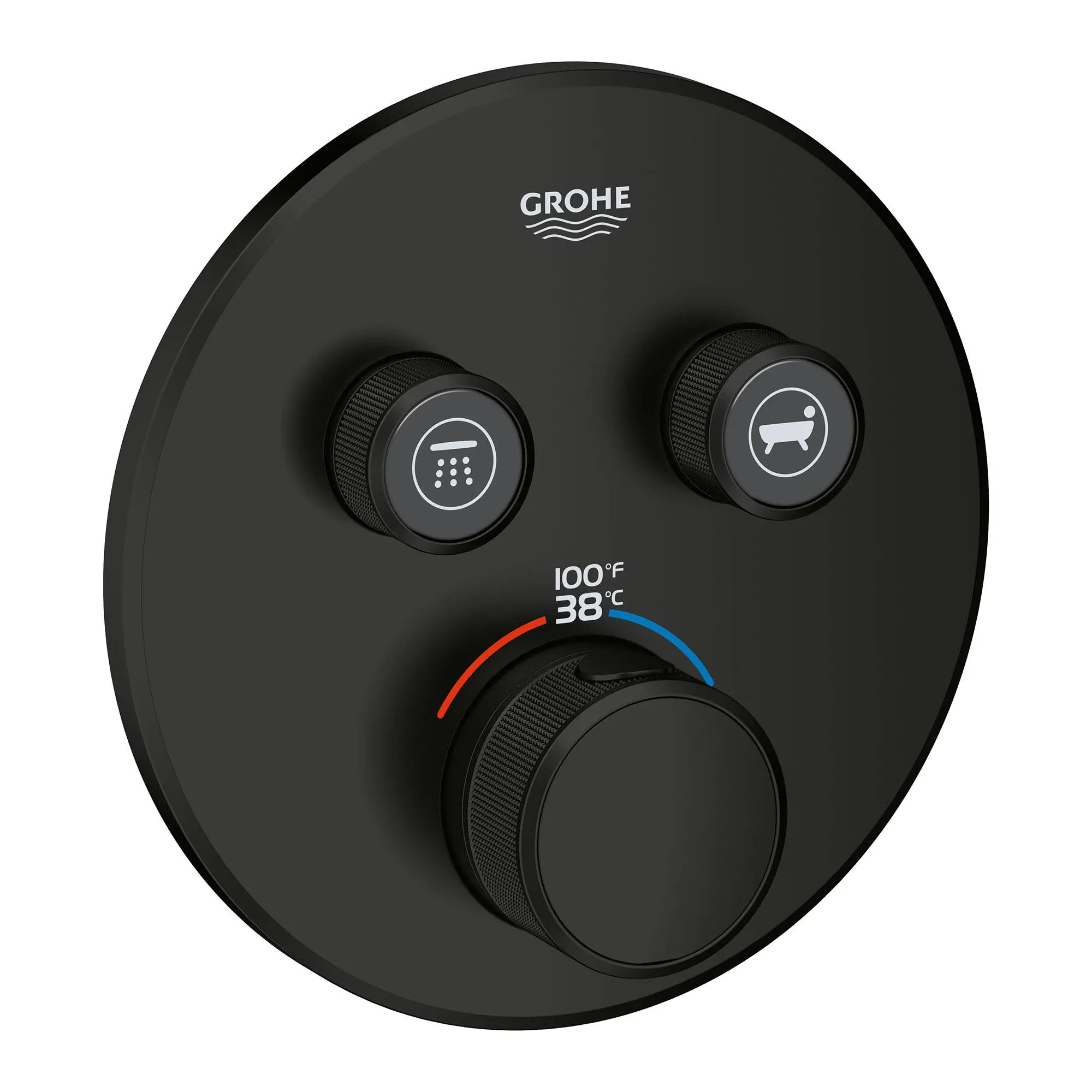 Grohe Grohtherm Dual Function Thermostatic Valve Trim, Matte Black - 291372430