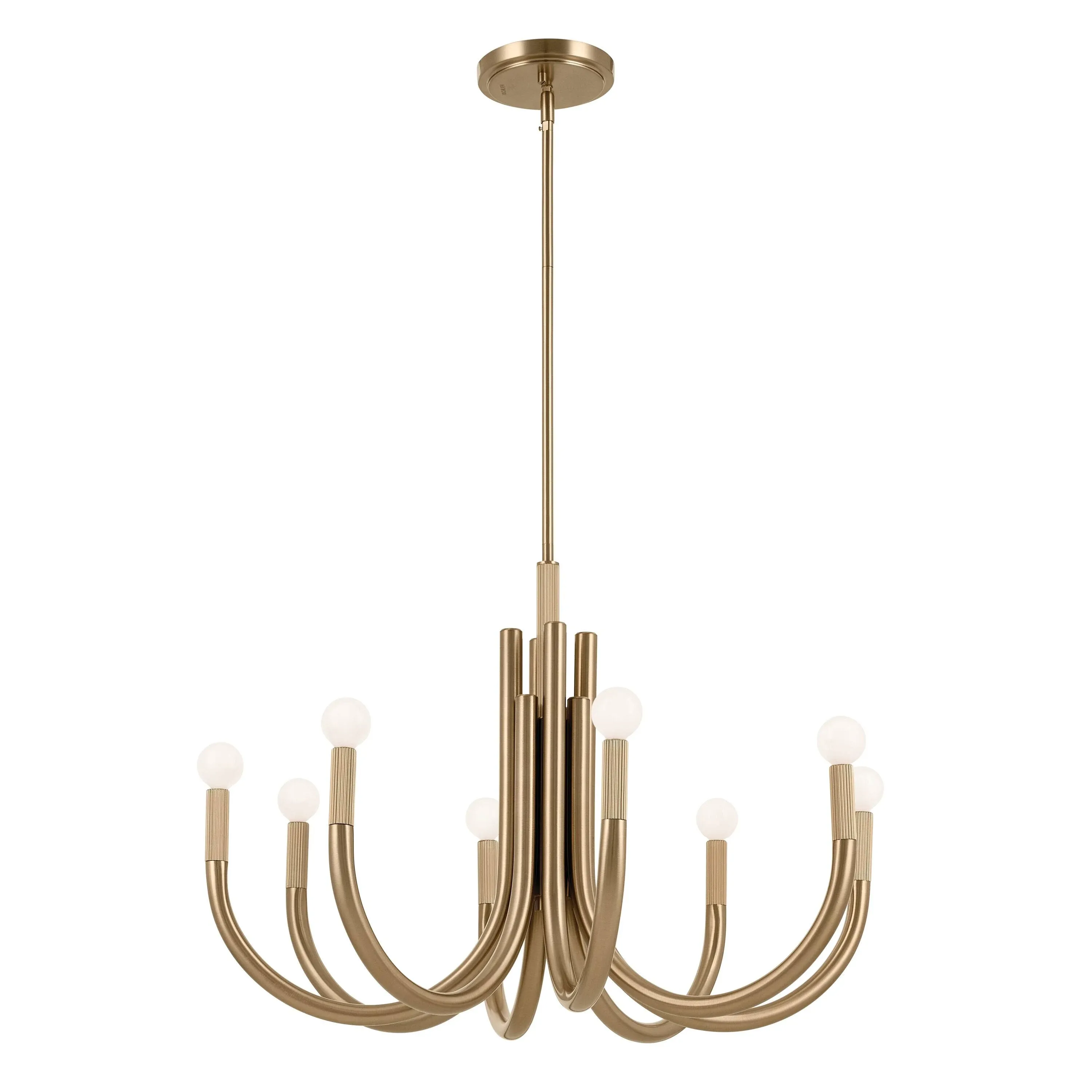 Kichler Odensa 8-Light Chandelier, Modern Light in Champagne Bronze, Sloped Ceiling Compatible, for Dining Nook, Living Room, Foyer, Over Kitchen or Dining Table (29.25" x 20.75"), 52550CPZ