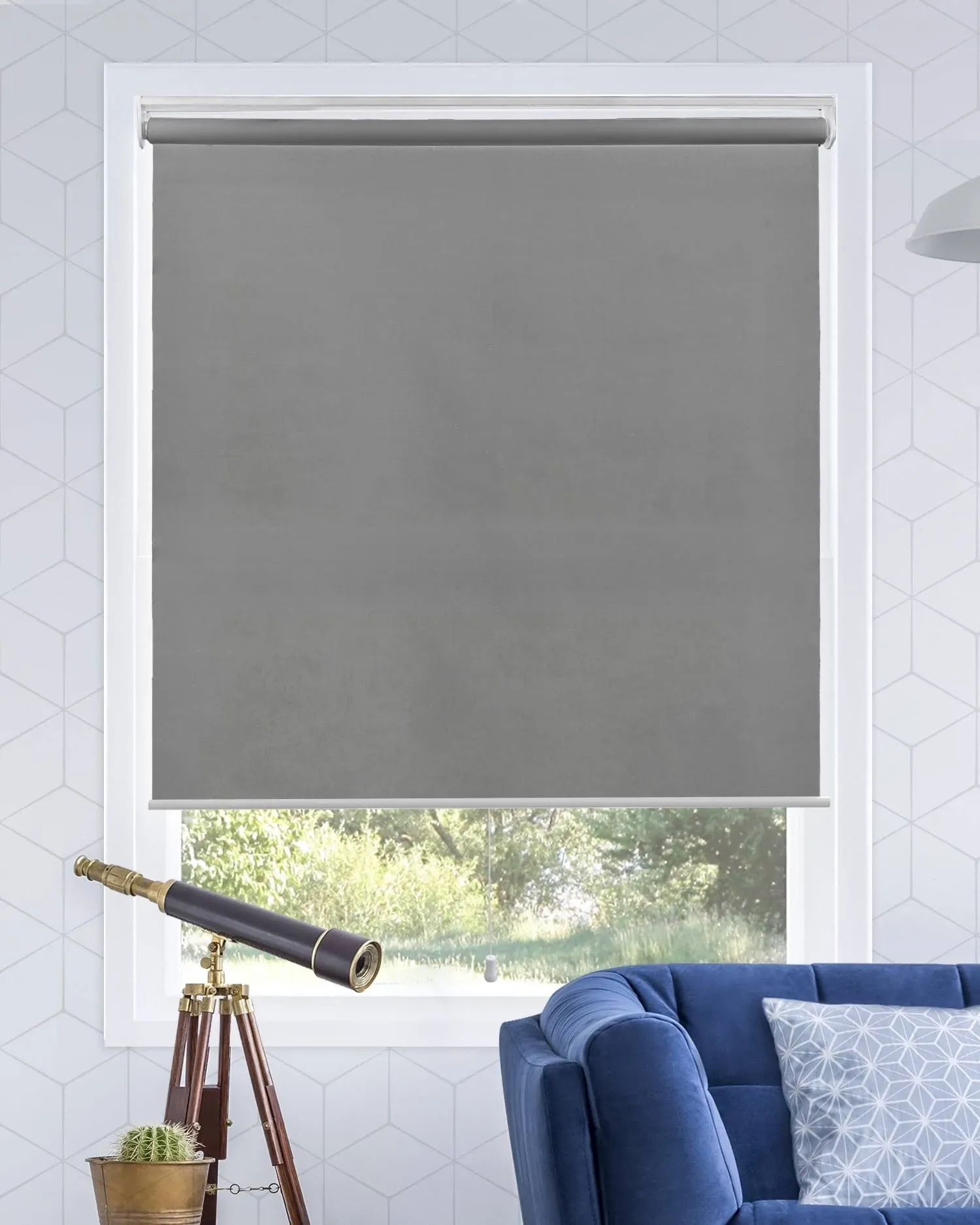 CHICOLOGY Snap-N'-Glide Cordless Roller Shade, Urban Grey (Light Filtering) 24"W X 72"H