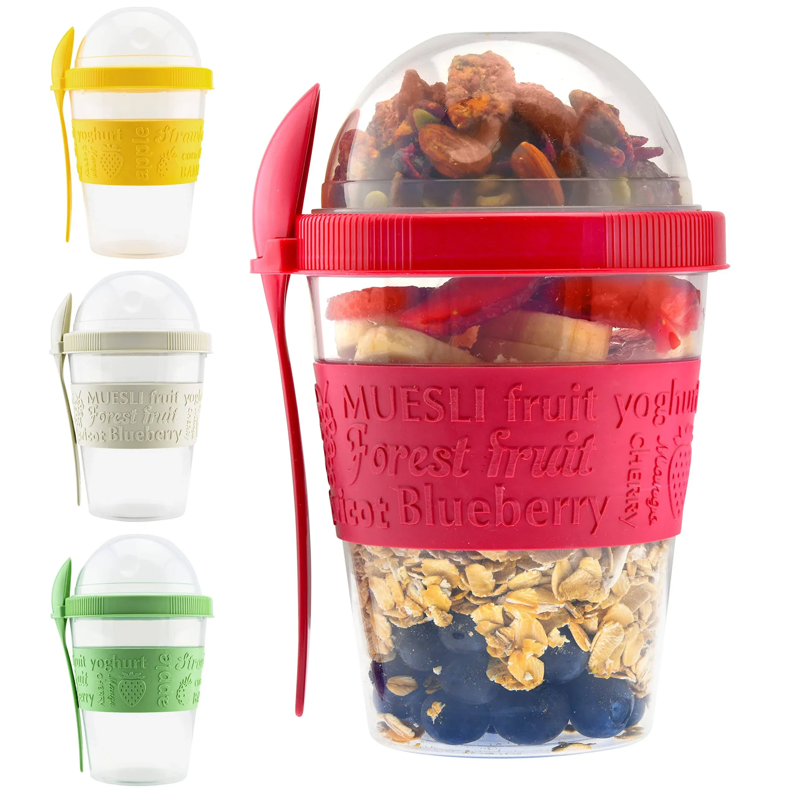 20 OZ Overnight Oats Container With Lid Set of 4 Crunch Cups To Go Portable P...