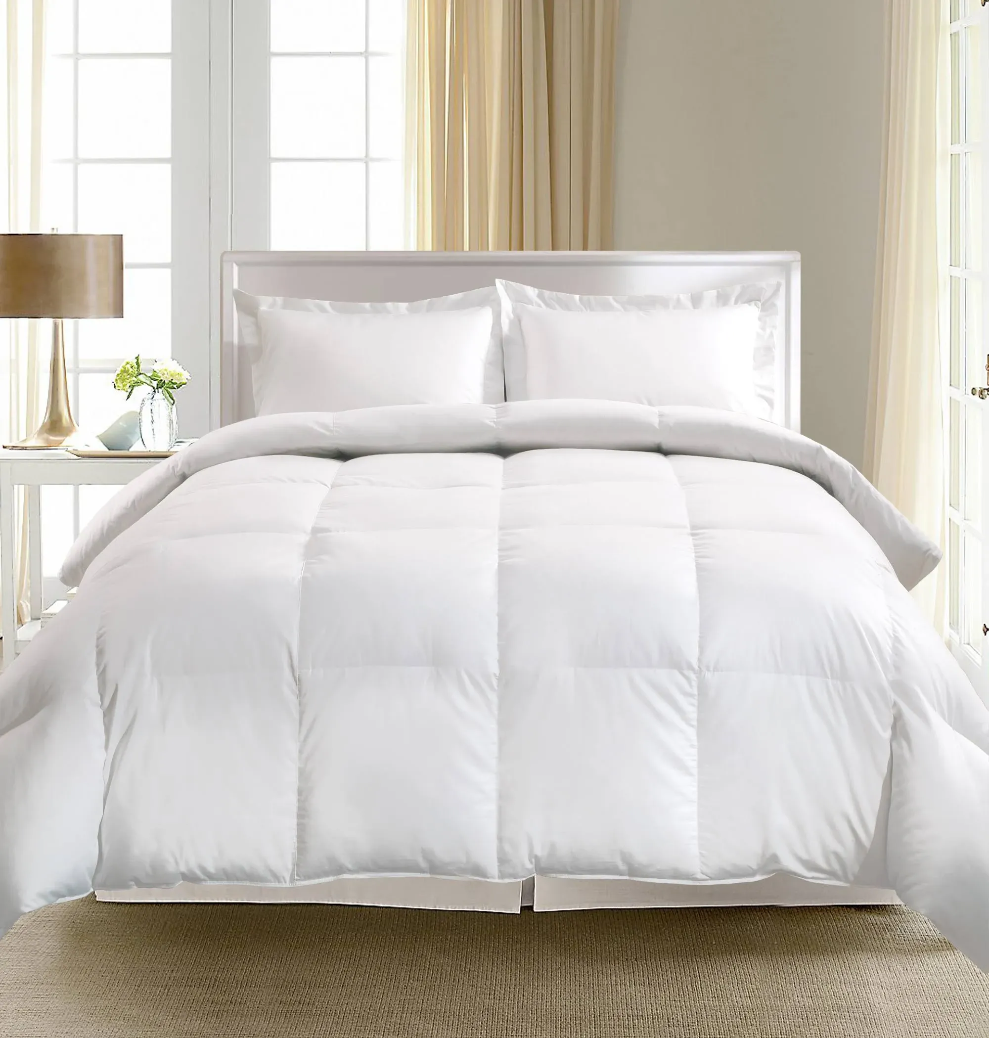 1,000TC Premium Down Comforter, White, Queen