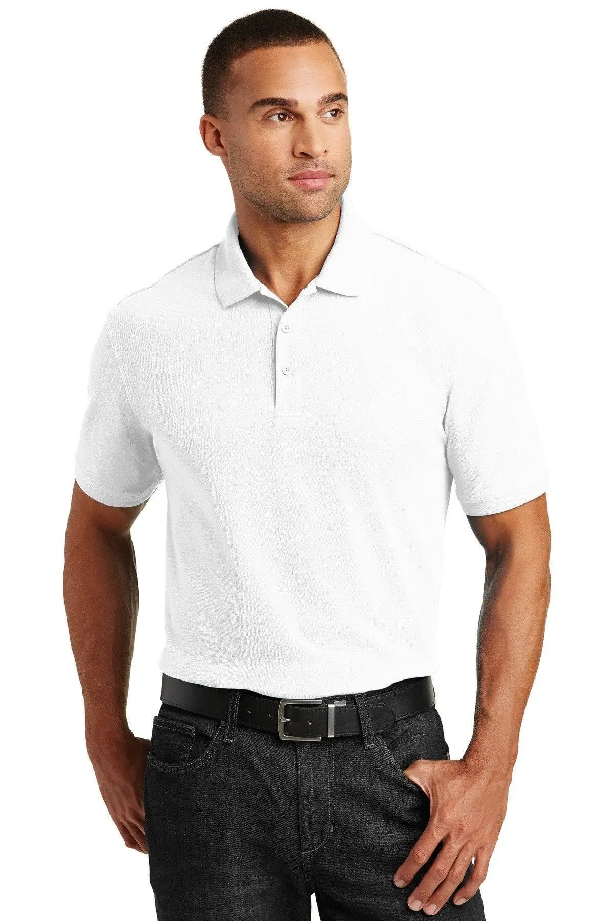 "Port Authority Men's White Core Classic Pique Polo"