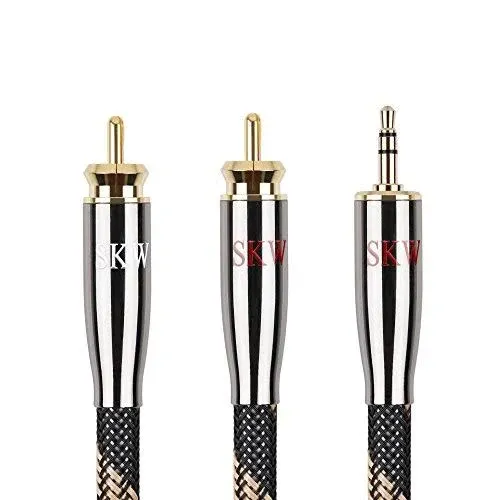 SKW Audiophile Single Crystal Copper Audio Cable 3.5mm Male to 2 RCA Male Aud...