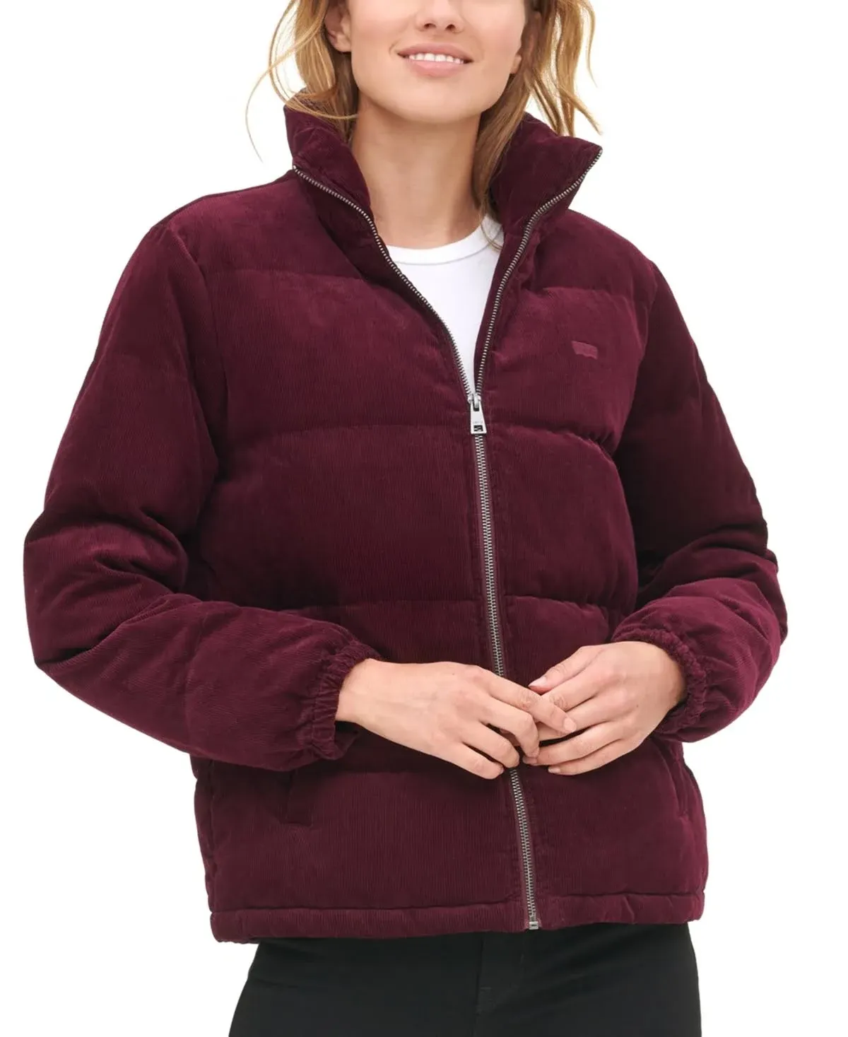 Levi&#039;s Women&#039;s Corduroy Puffer Jacket Burgundy Large