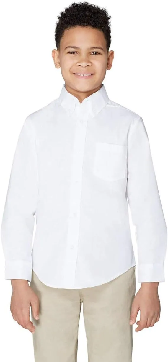 French Toast Boys' Expandable Collar Button Down Dress Shirt with Long Sleeves (Standard & Husky)