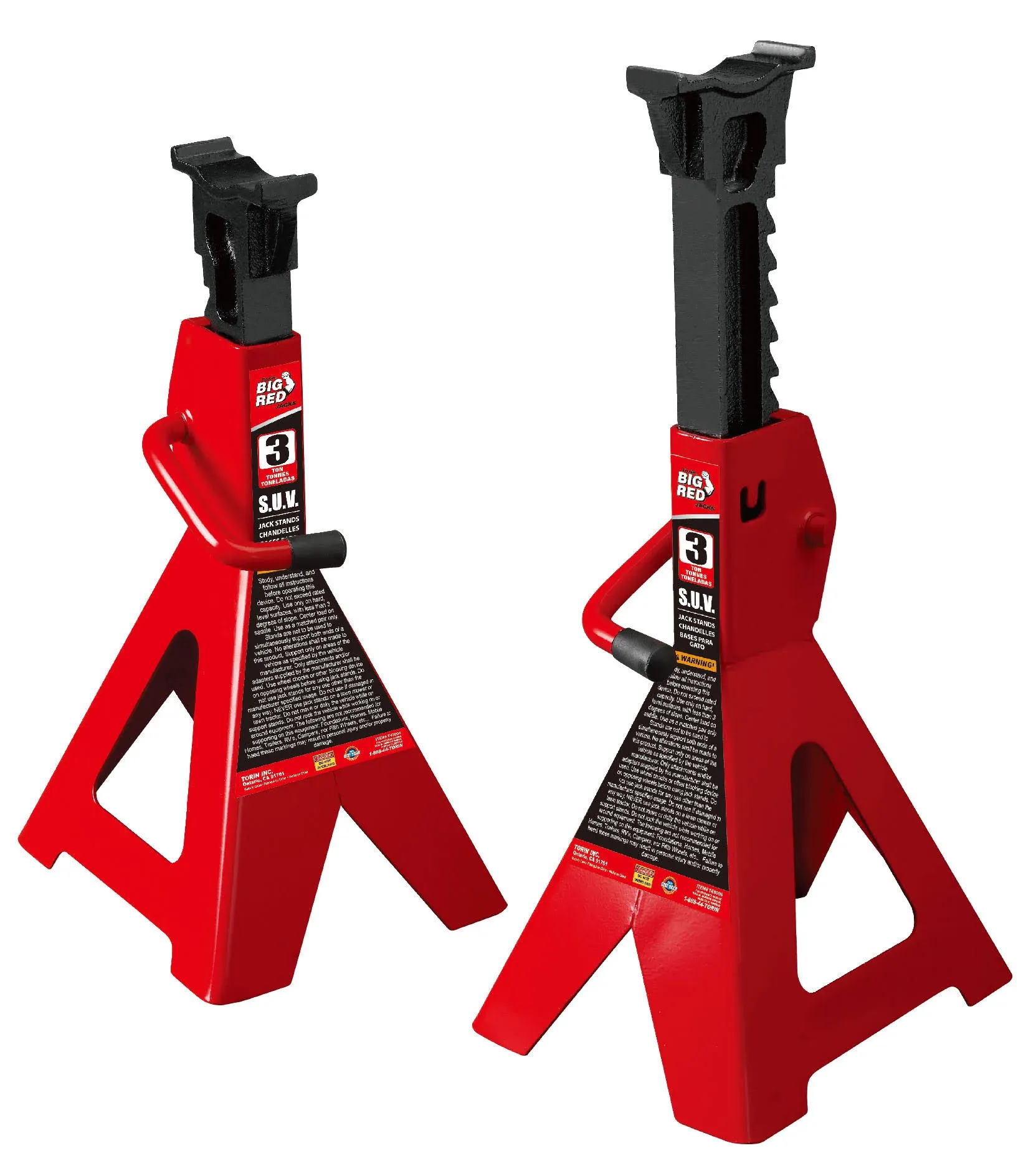 Big Red T43202 Torin Steel Jack Stands: 3 Ton (6,000 lb) Capacity, Red, 1 Pair