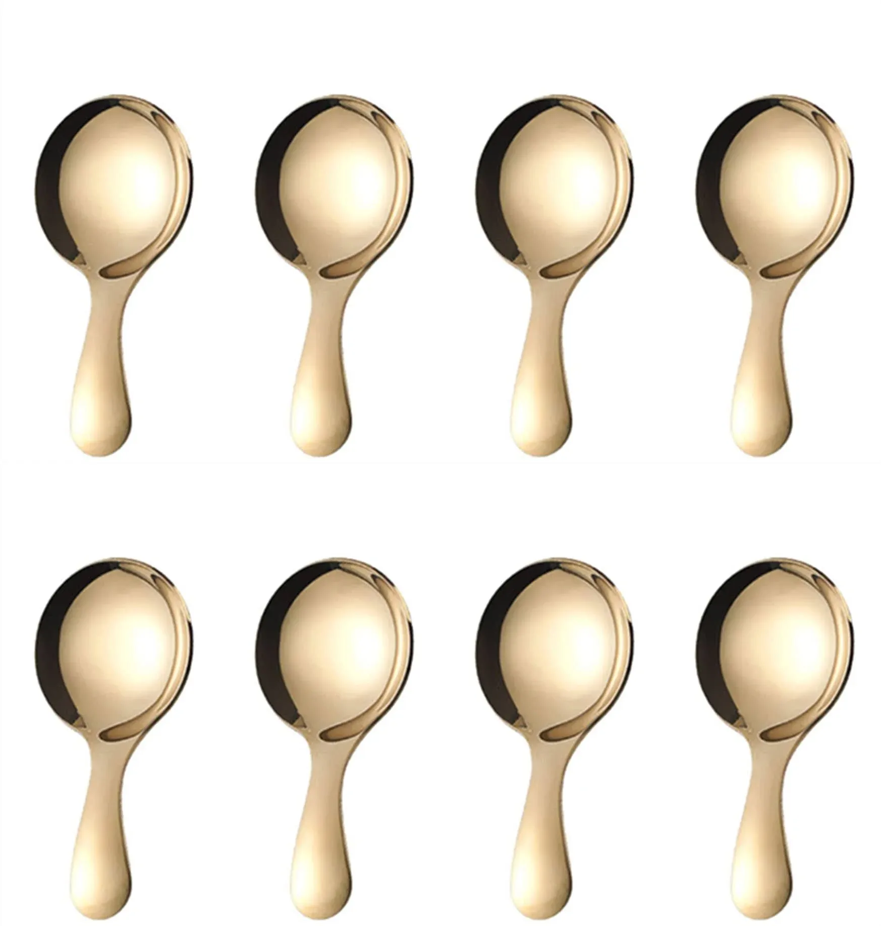 Phaeton 8 Pcs Golden Stainless Steel Short Handle Spoons