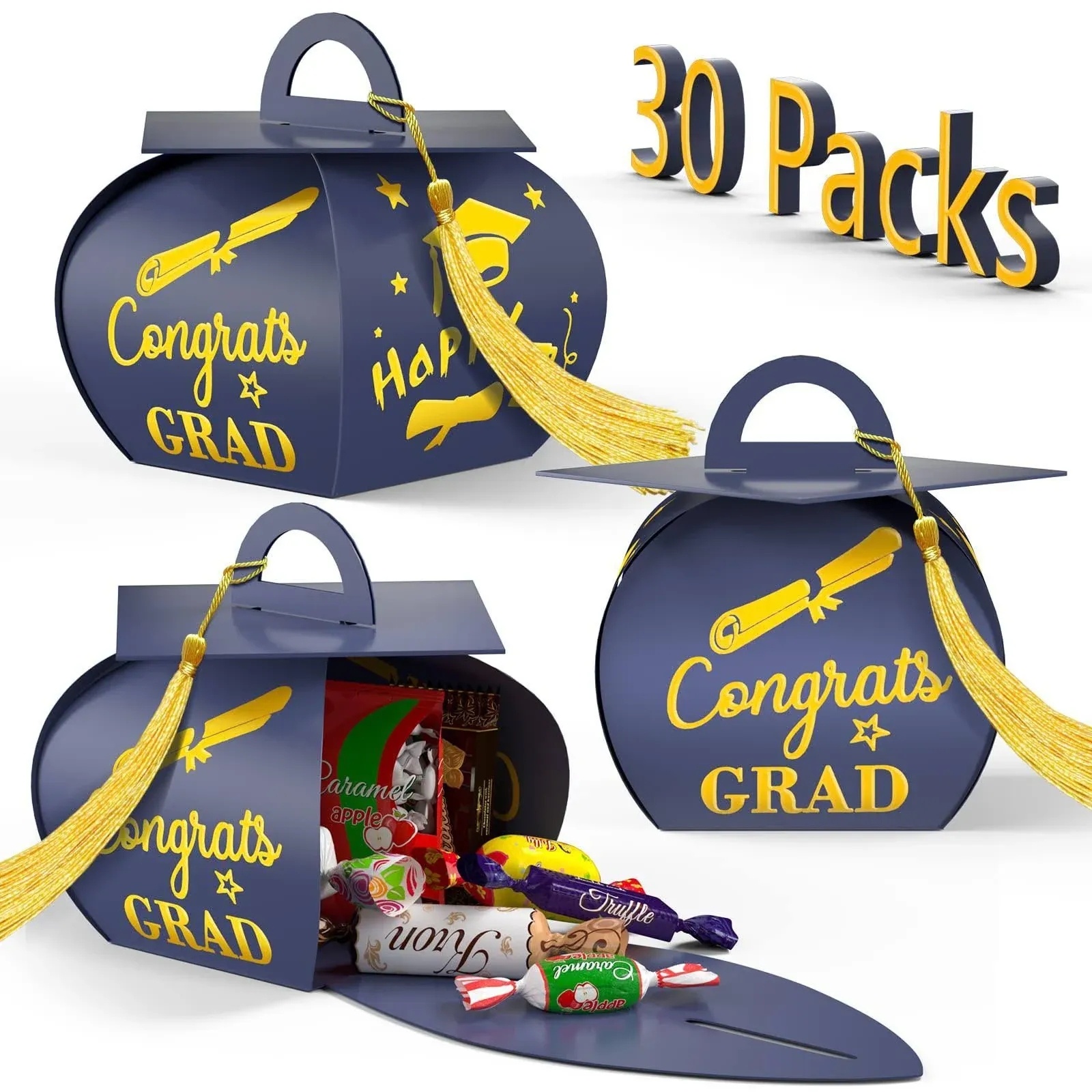 LETILY Graduation Cap Gift Box with Gold Tassel 2023 Grad Candy Box Party ...