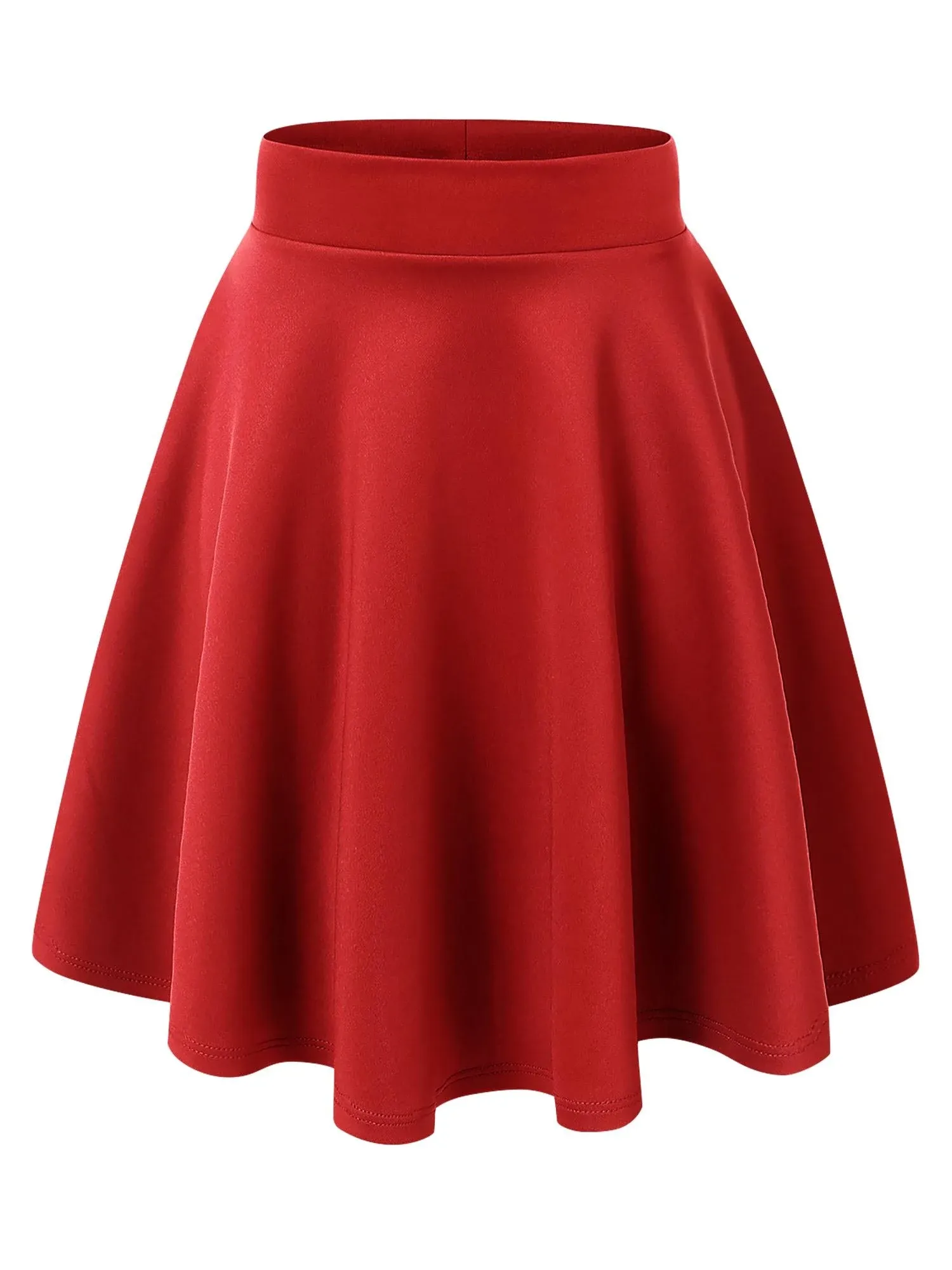 Afibi Casual Mini Stretch Waist Flared Plain Pleated Skater Skirt