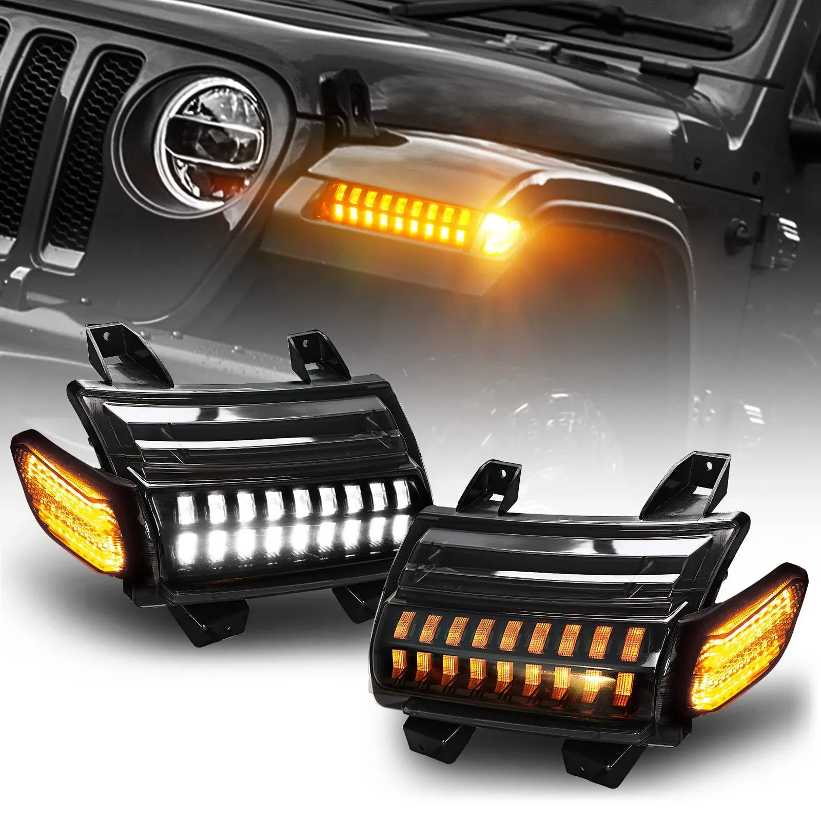 M MIBAHE LED JL Fender Lights with LED Side Marker Lights Replace for Jeep ...